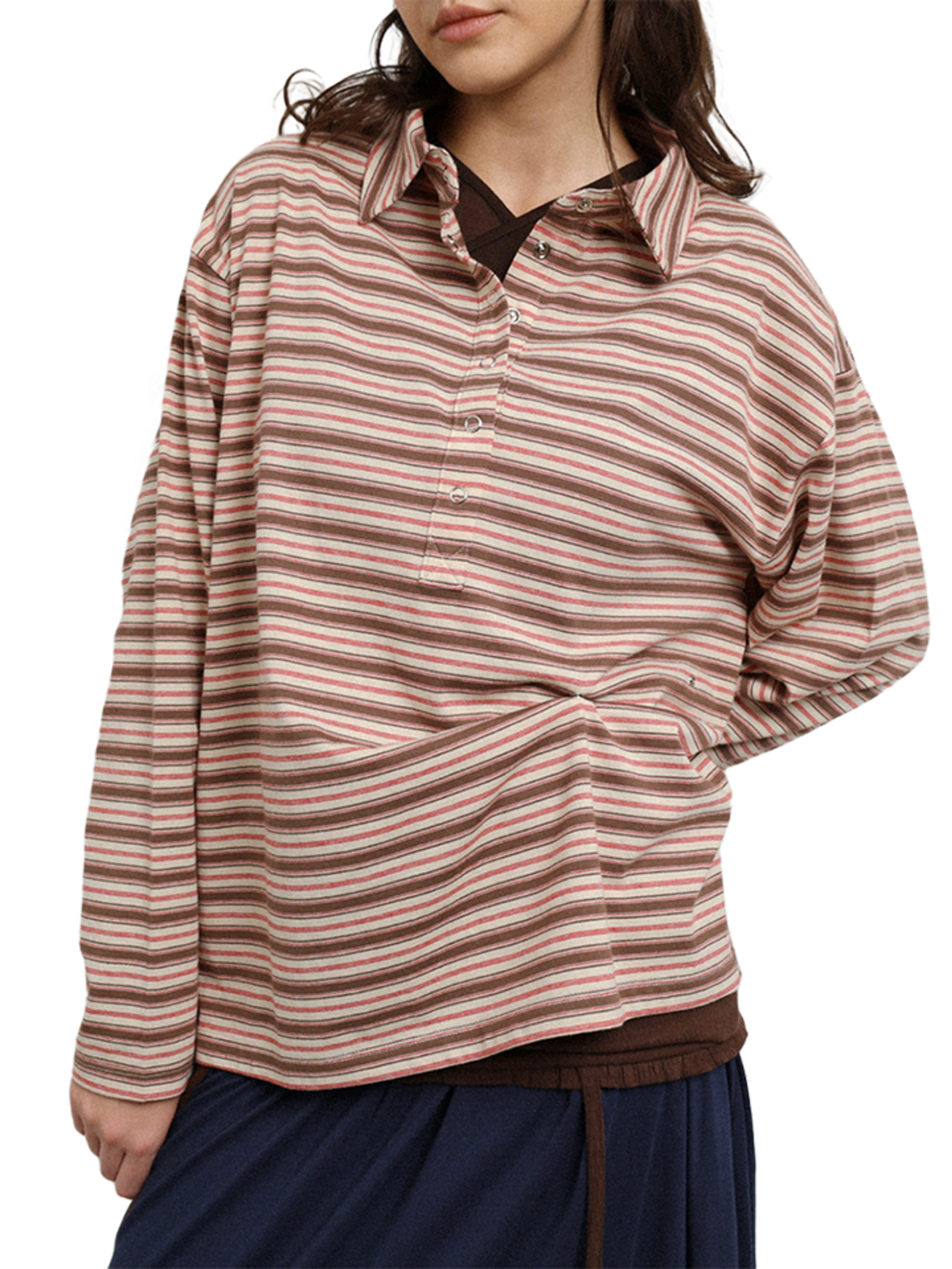 Poev Рубашка Striped Button Collar