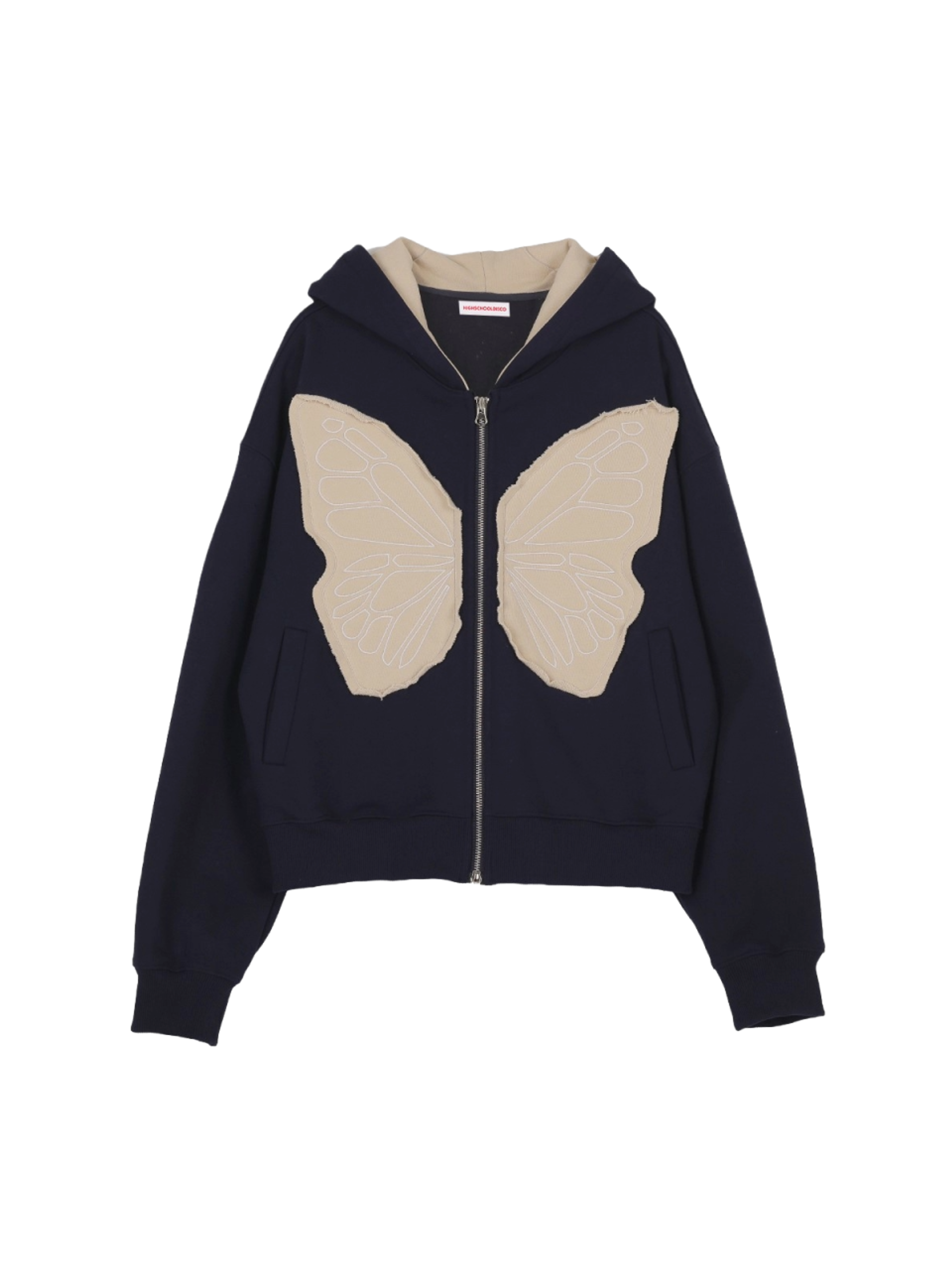 Highschool Disco Butterfly applique hood zip-up