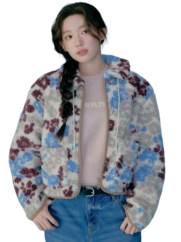 Covernat Куртка Pattern Sherpa Zip-up Jacket Ecru