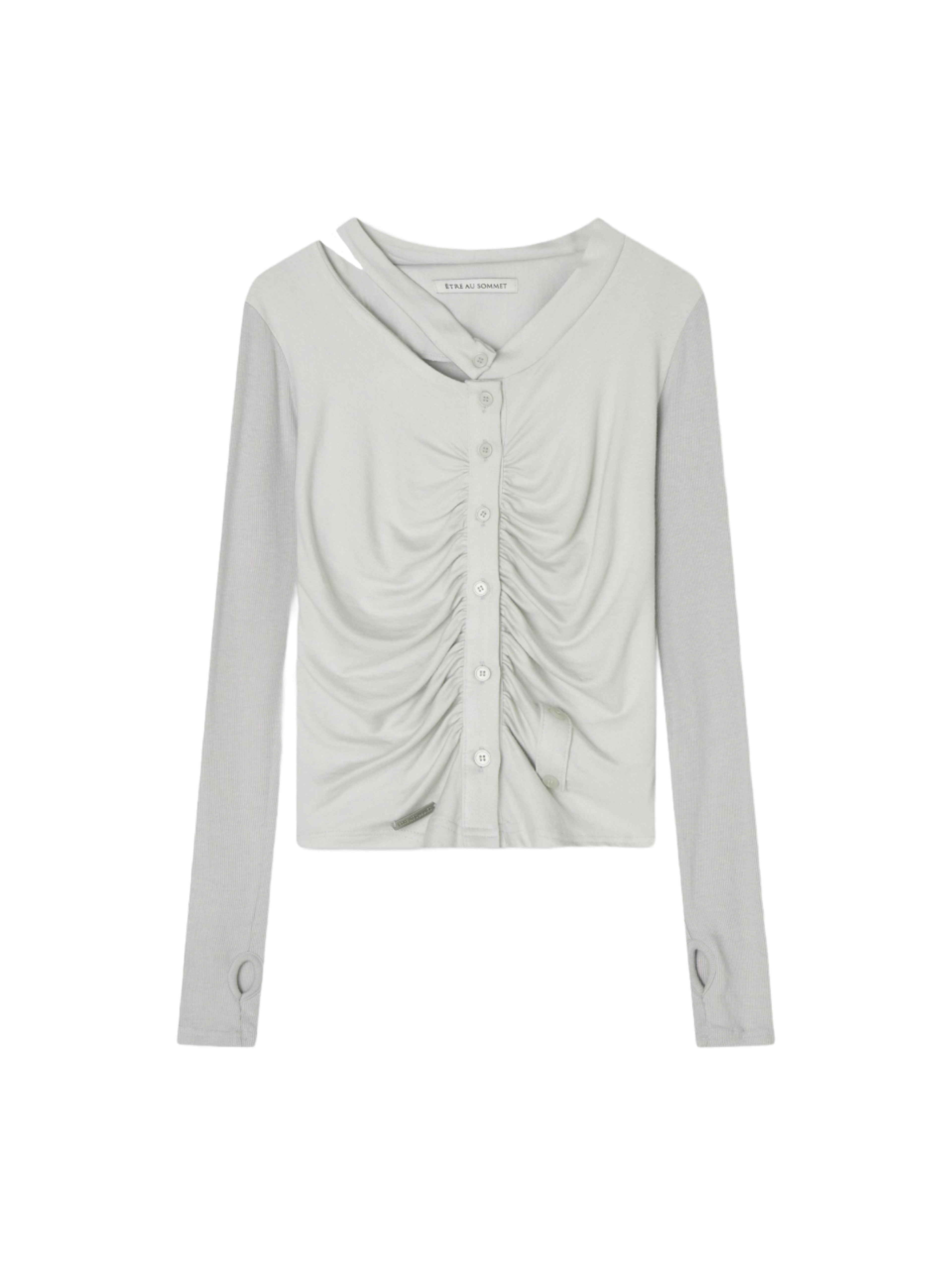 Etre Au Sommet Cut-Out Button Rib Cardigan