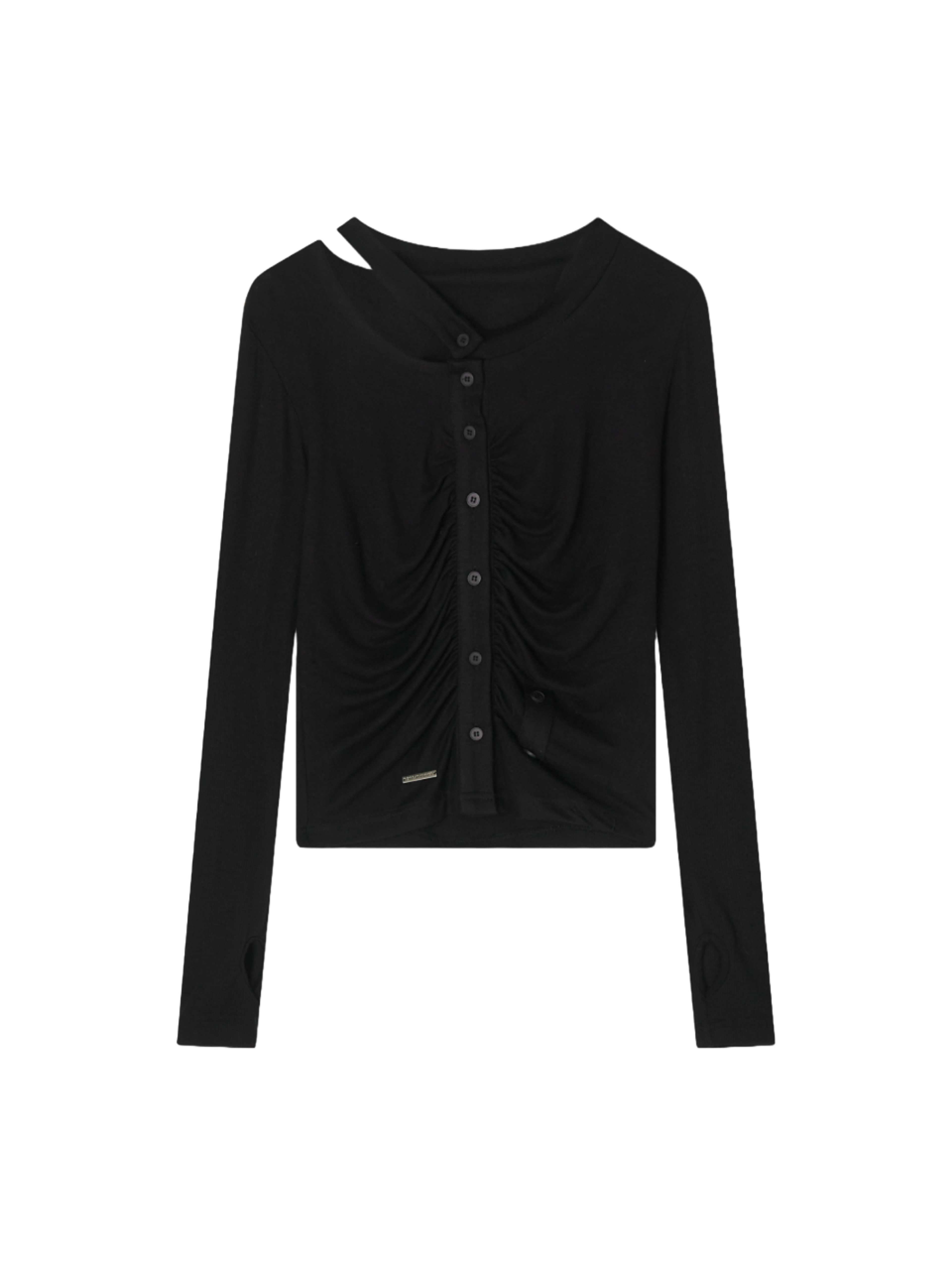 Etre Au Sommet Cut-Out Button Rib Cardigan