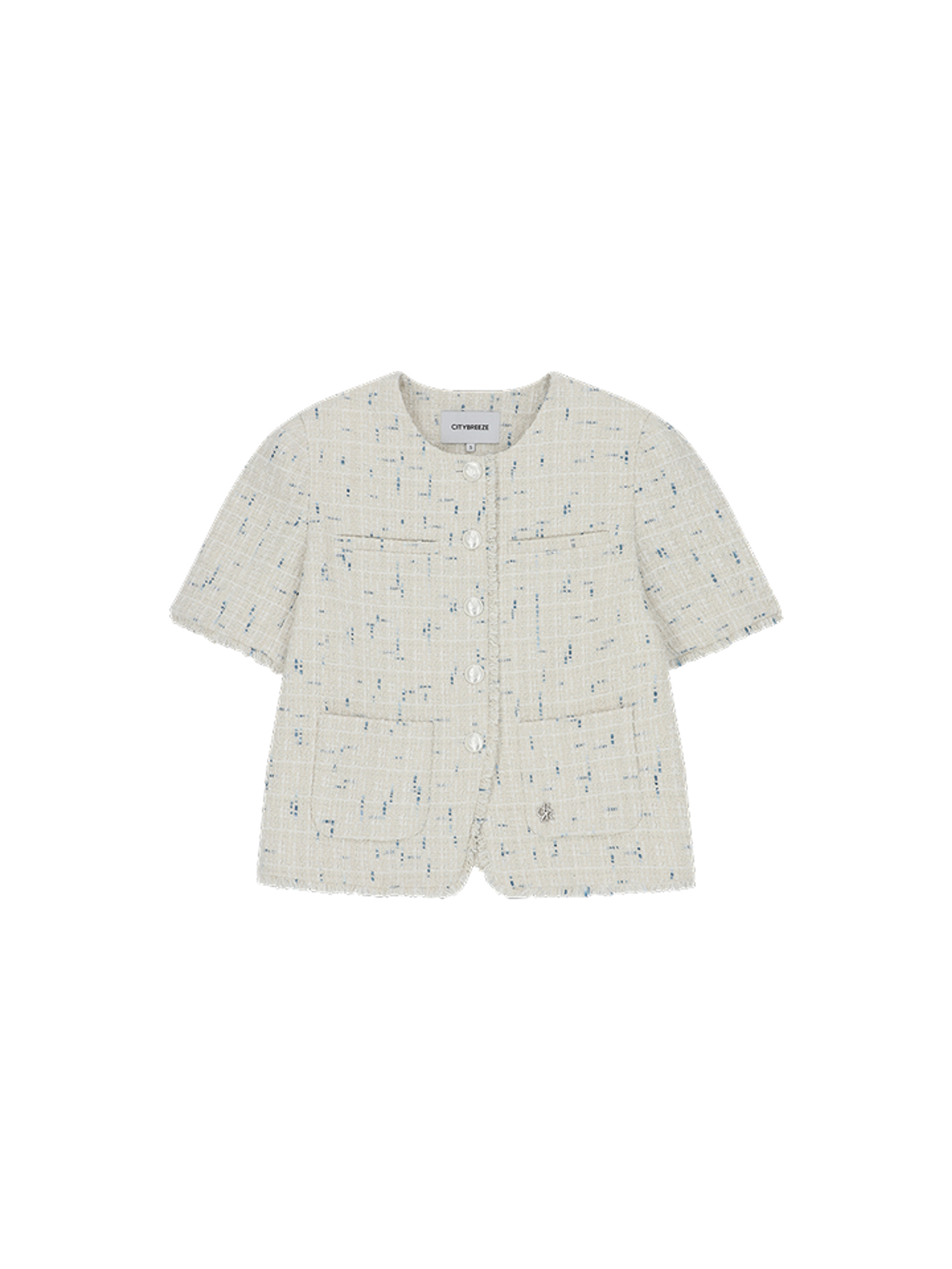 CITYBREEZE TWEED FRINGE HALF SLEEVE JACKET