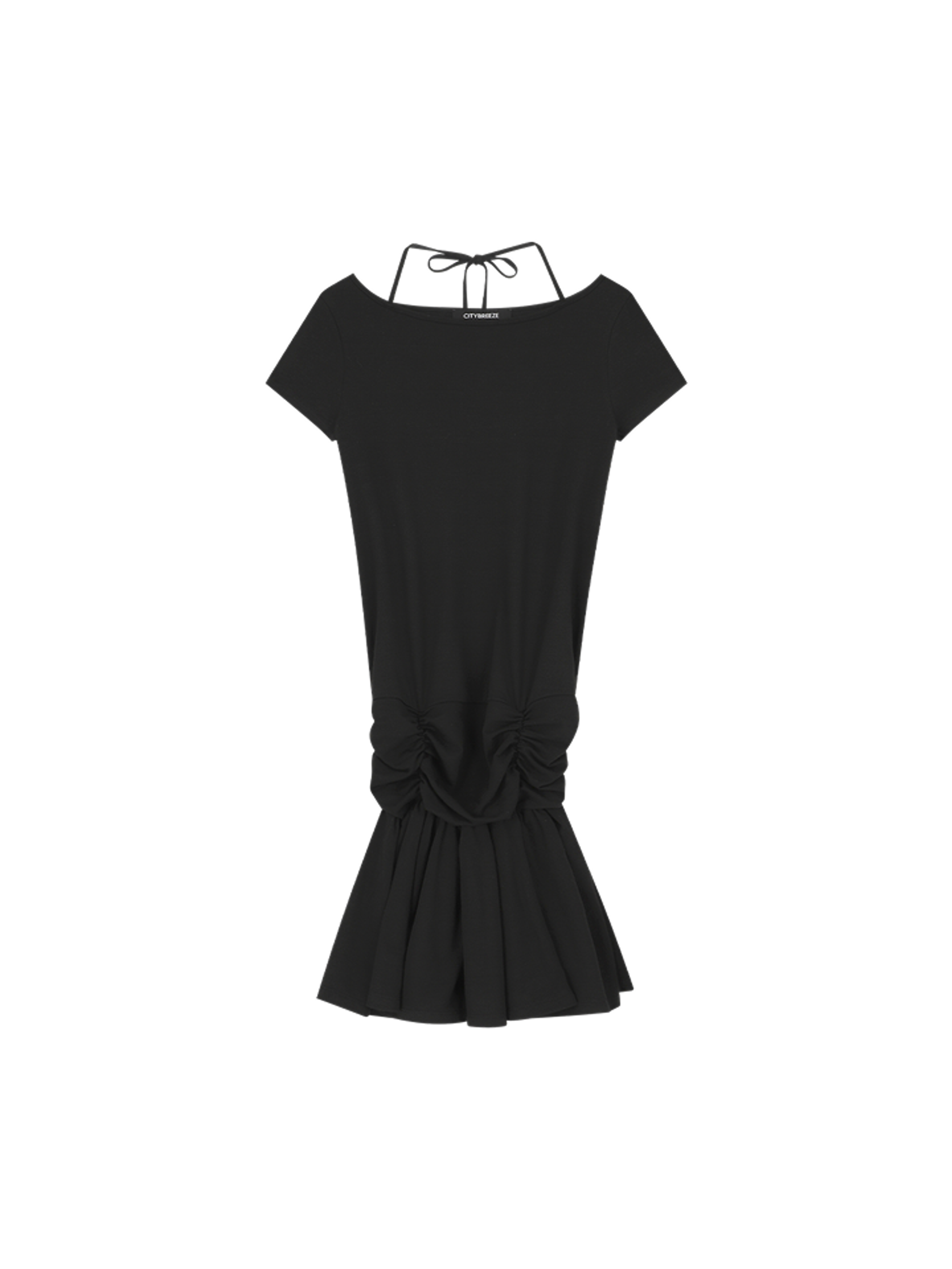 CITYBREEZE SHIRRING HALTERNECK MINI DRESS