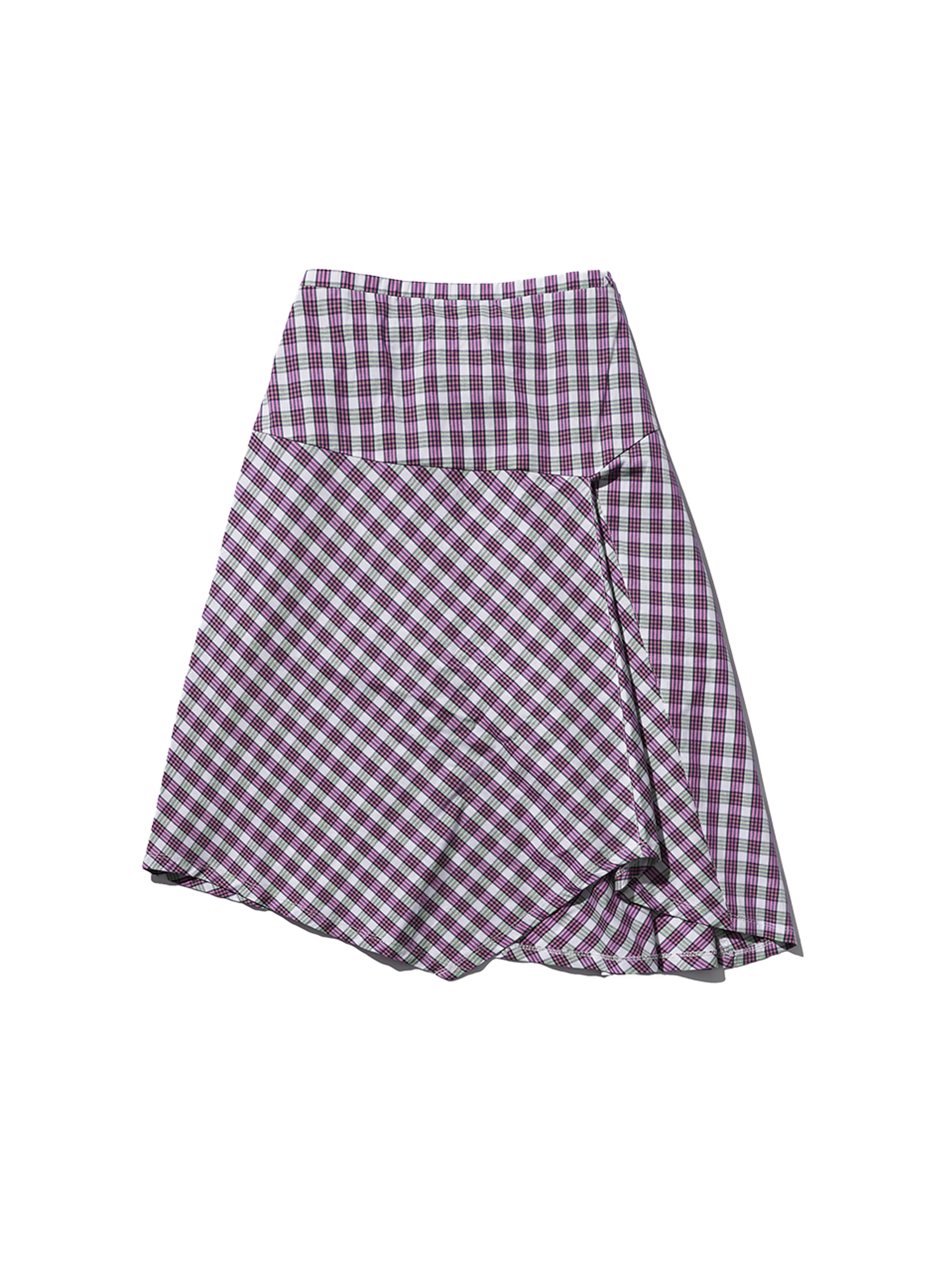 Poev Checked Asymmetric Skirt