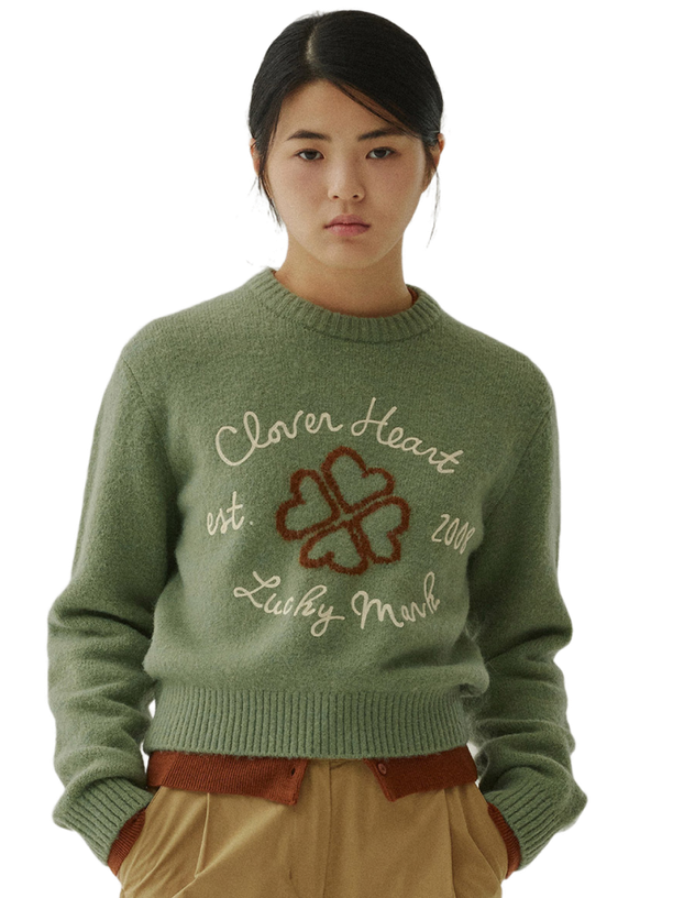 Covernat Джемпер Cloverheart Graphic Knit Sage Green