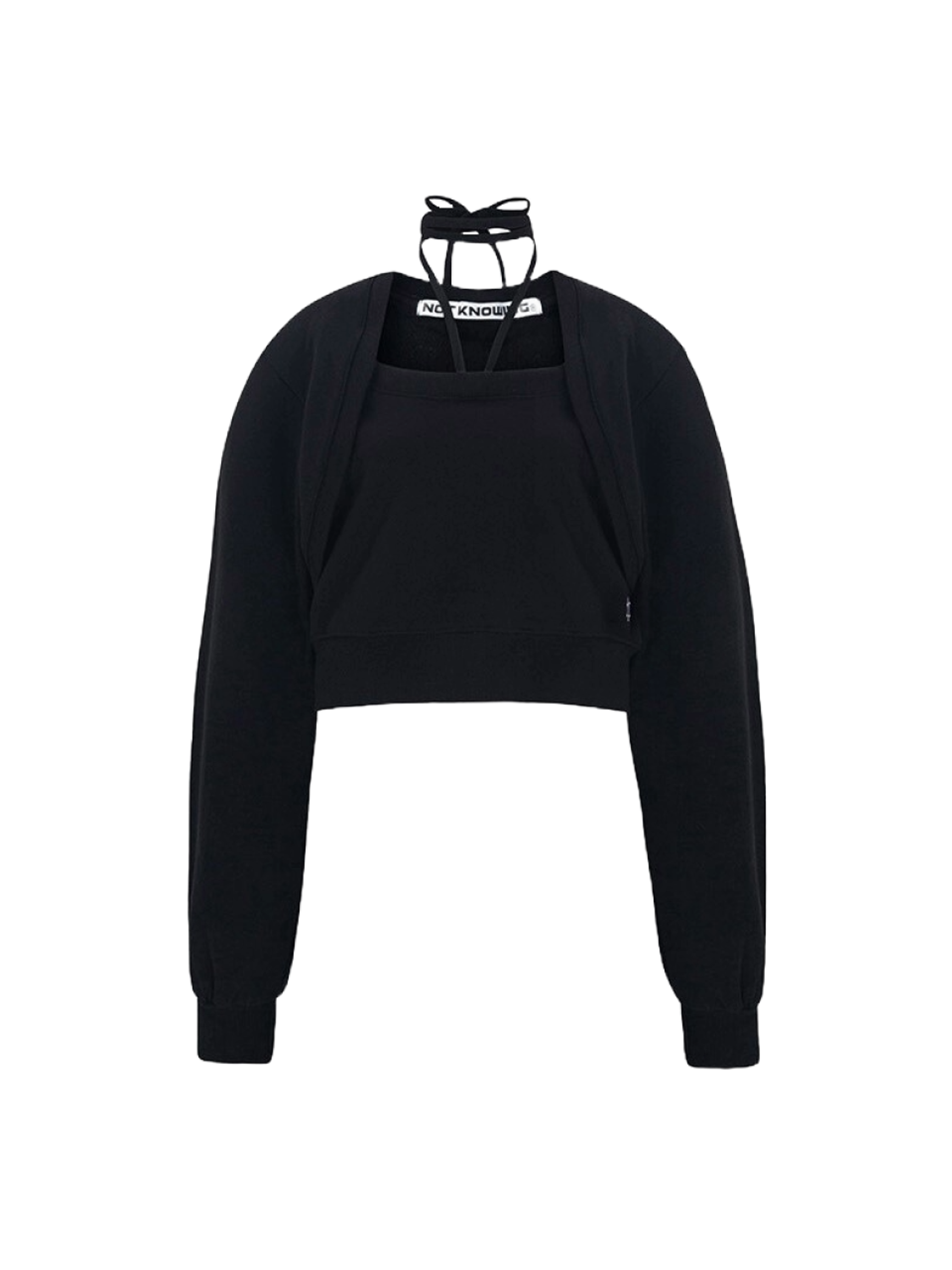 Not Knowing Bolero Layered Sweat_Black