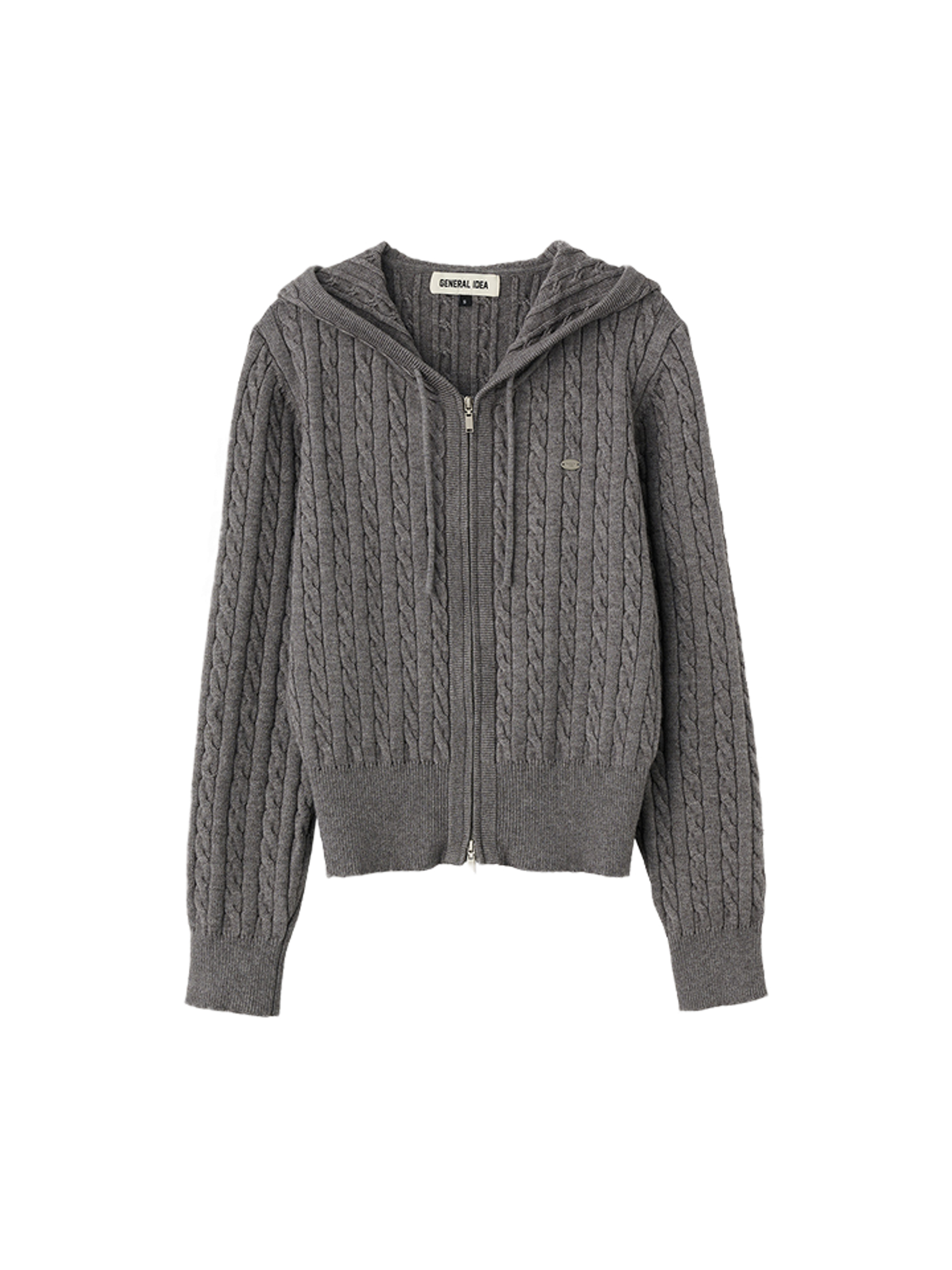 General Idea wool cable knit hood zip-up