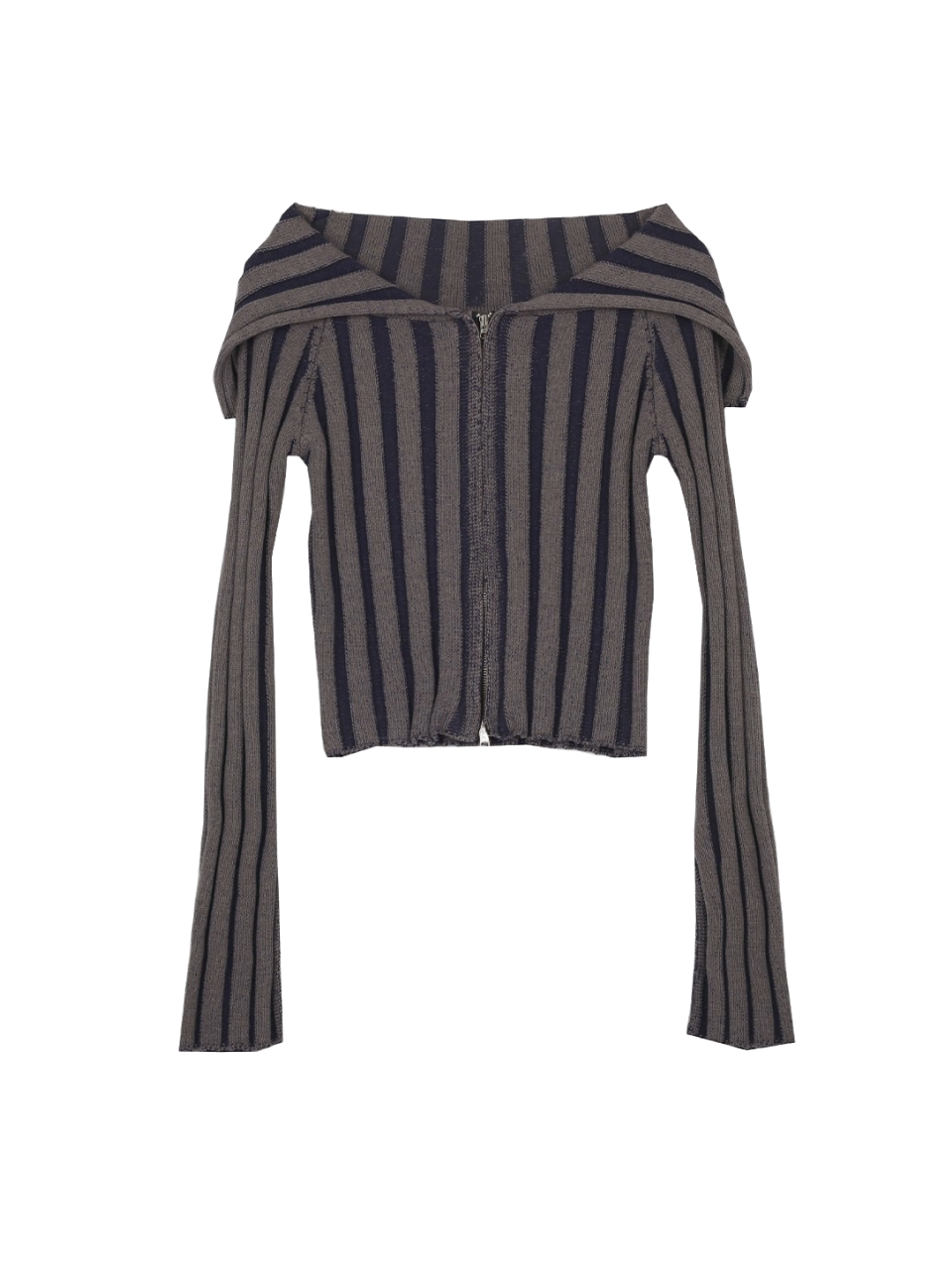 Highschool Disco Sailor off-shoulder knit zip-up (Navy)