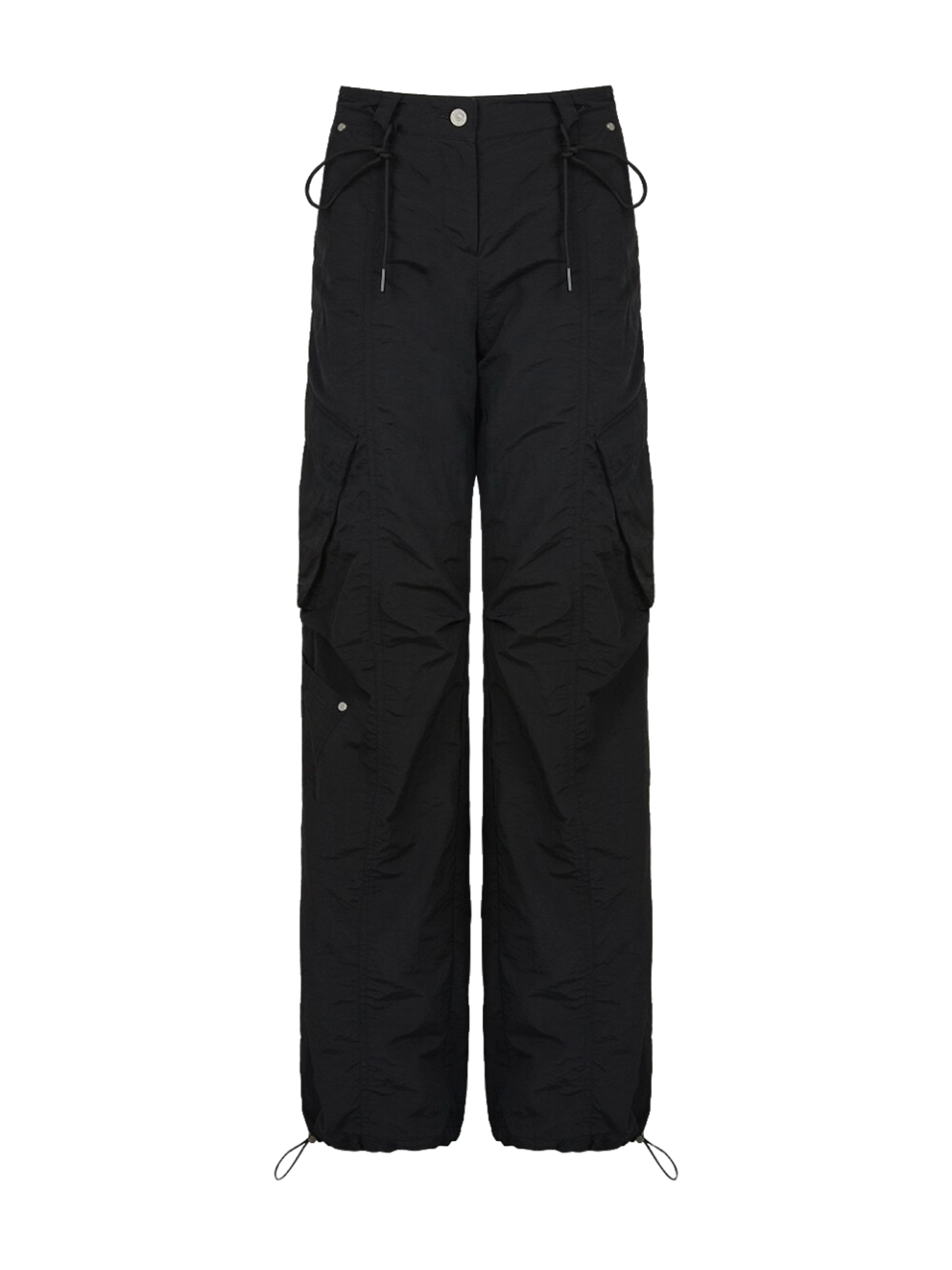 Not Knowing Folded Low-rise Multi Cargo Pants (BLACK)