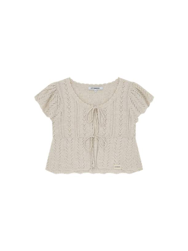 Citybreeze CROCHET DOUBLE TIE SHORTSLEEVE CARDIGAN