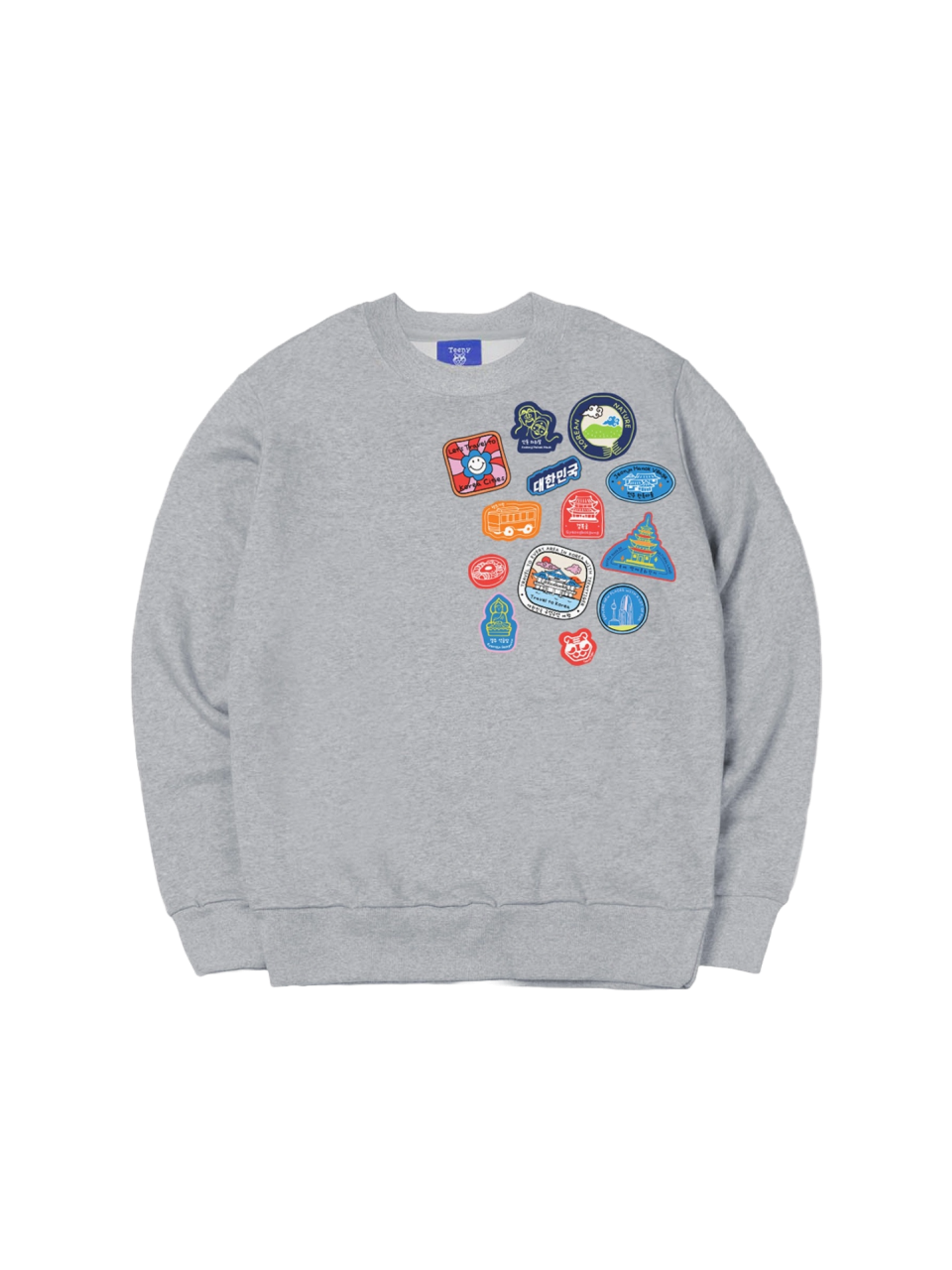 Teeny Tiger Korea Landmarks Stamps Sweatshirt Gray