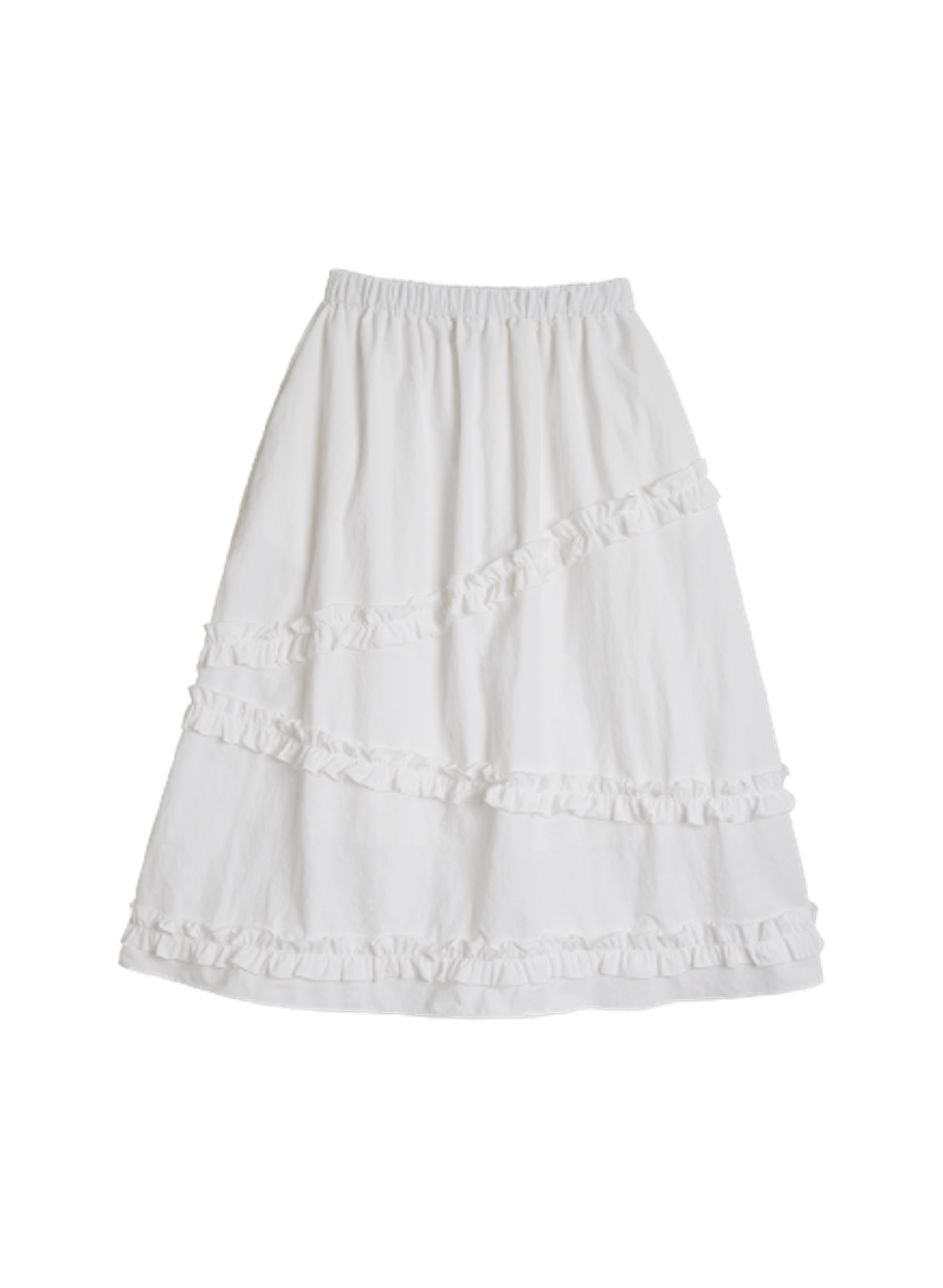 Kookeesee Nylon Frill Cancan Long Skirt (white)
