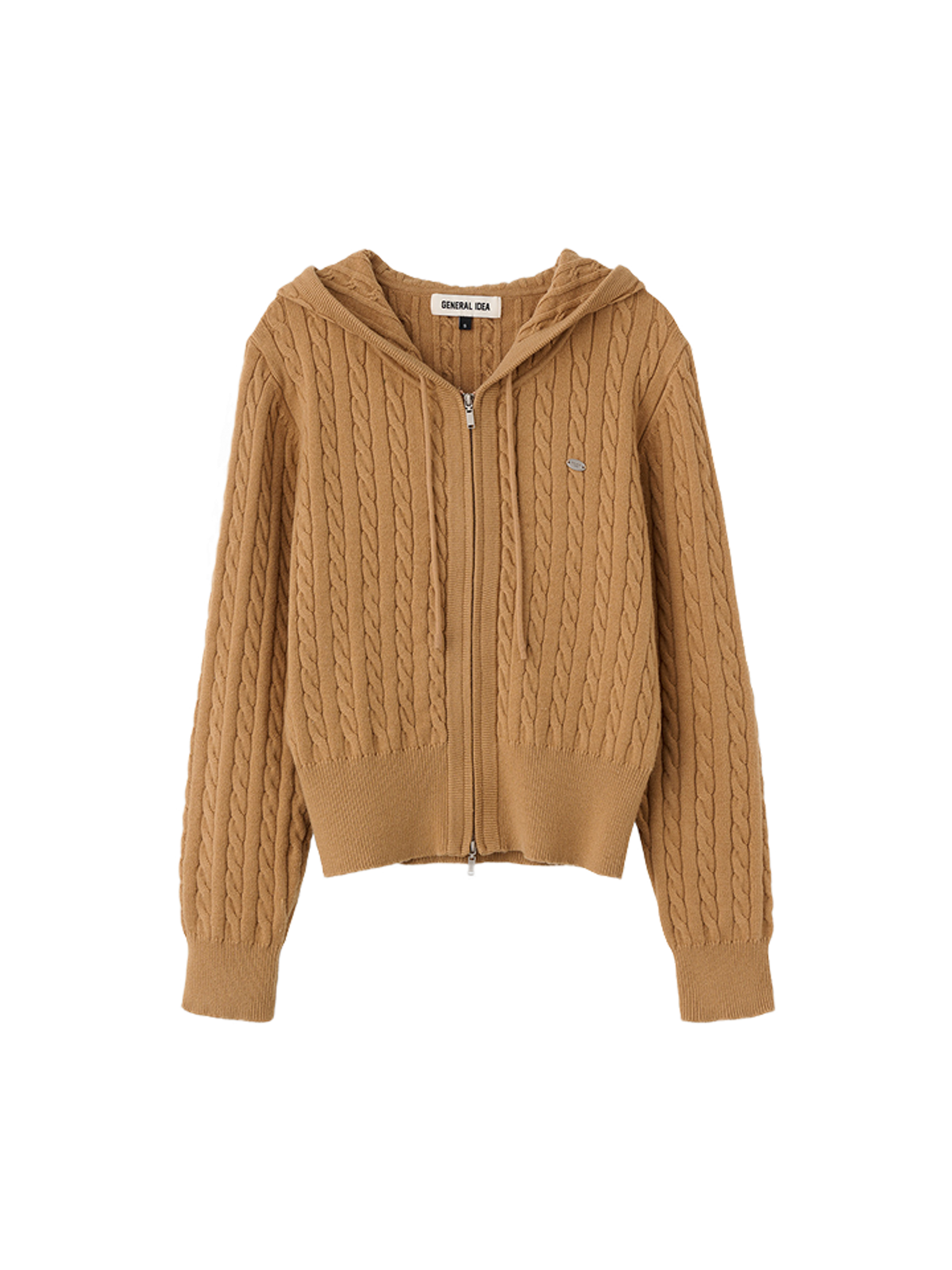 General Idea wool cable knit hood zip-up