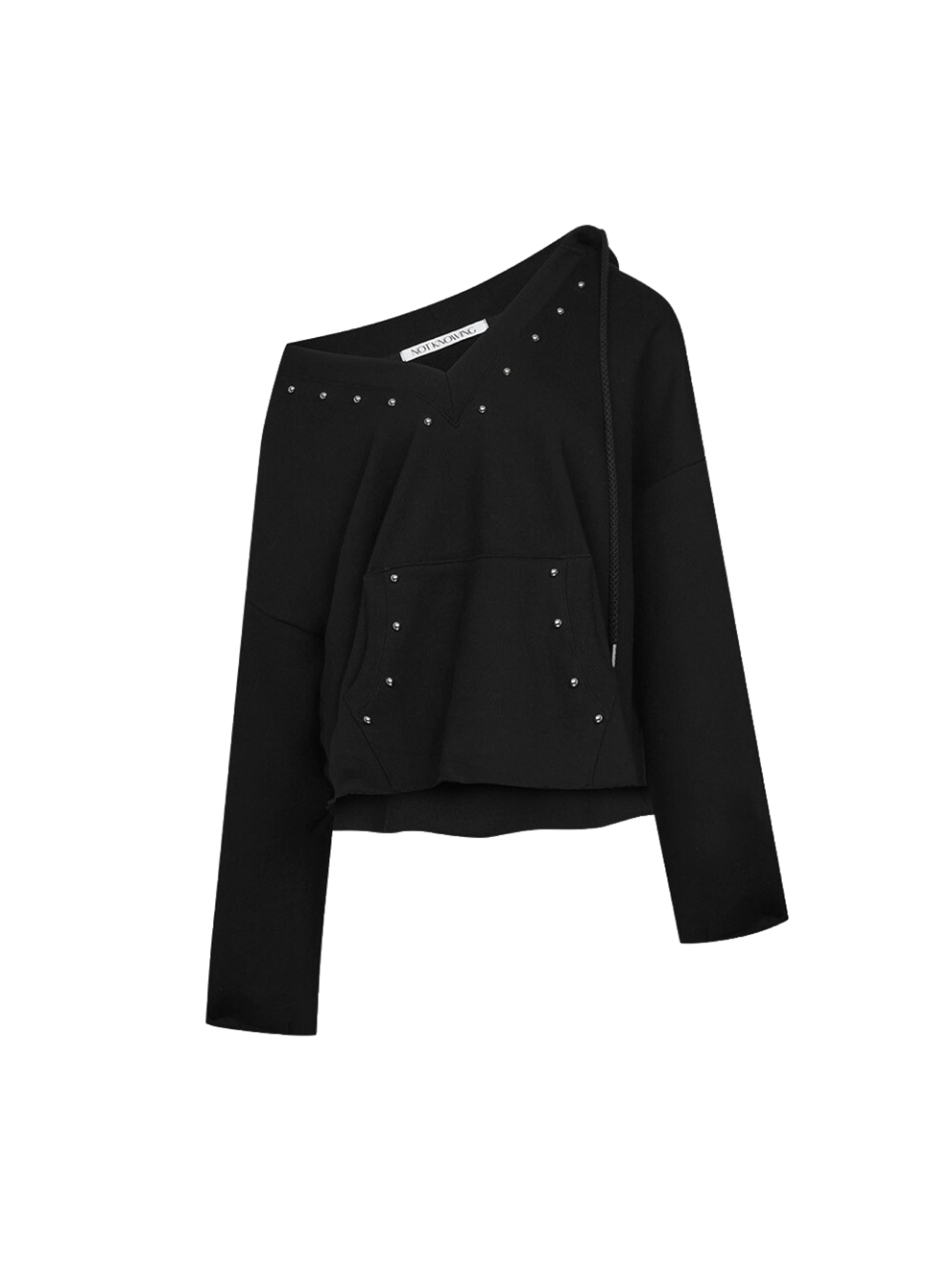 Not Knowing DEEP V-NECK STUD HOODIE