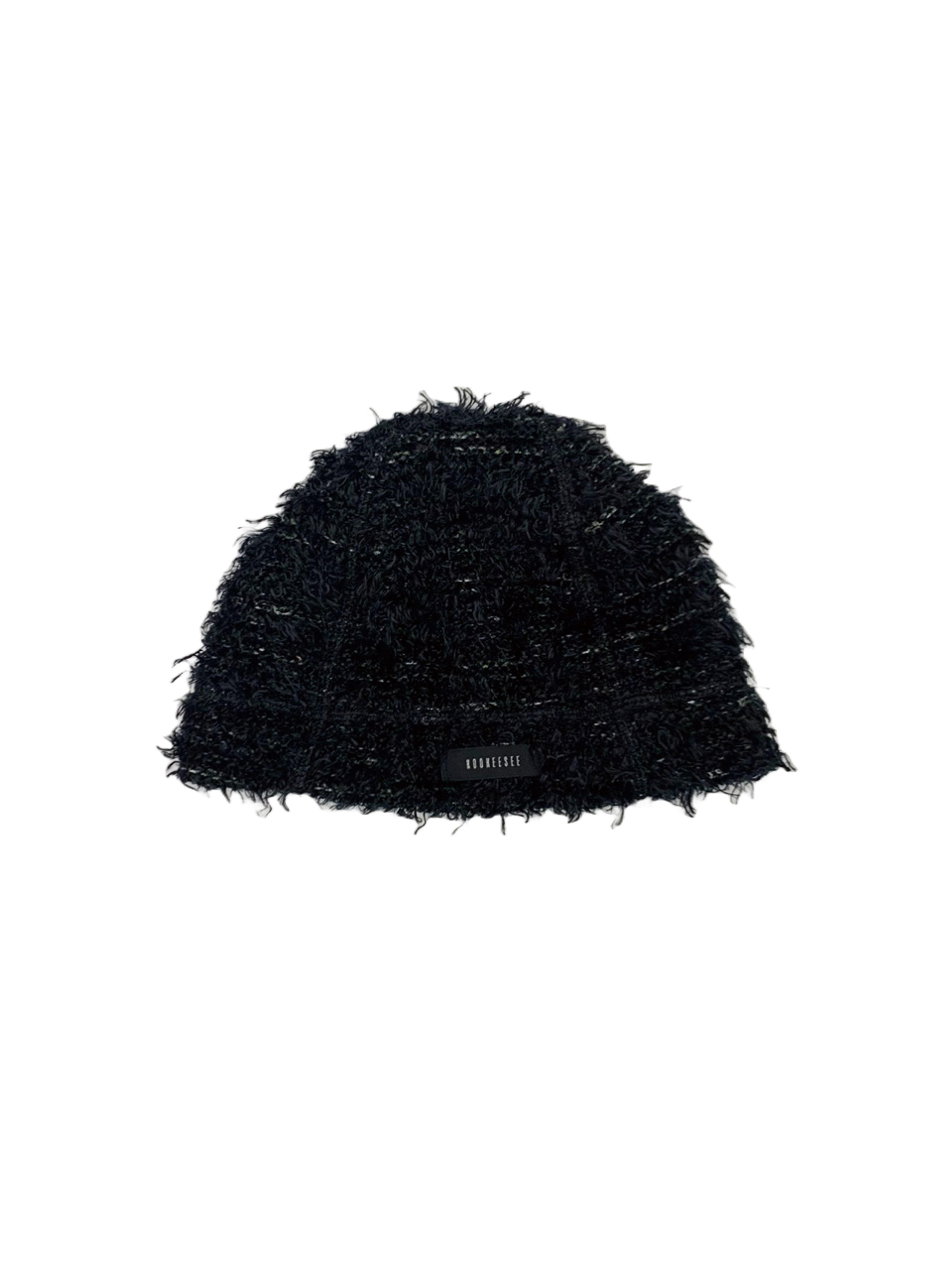 Kookeesee Hairy Knit Beanie Hat (black)
