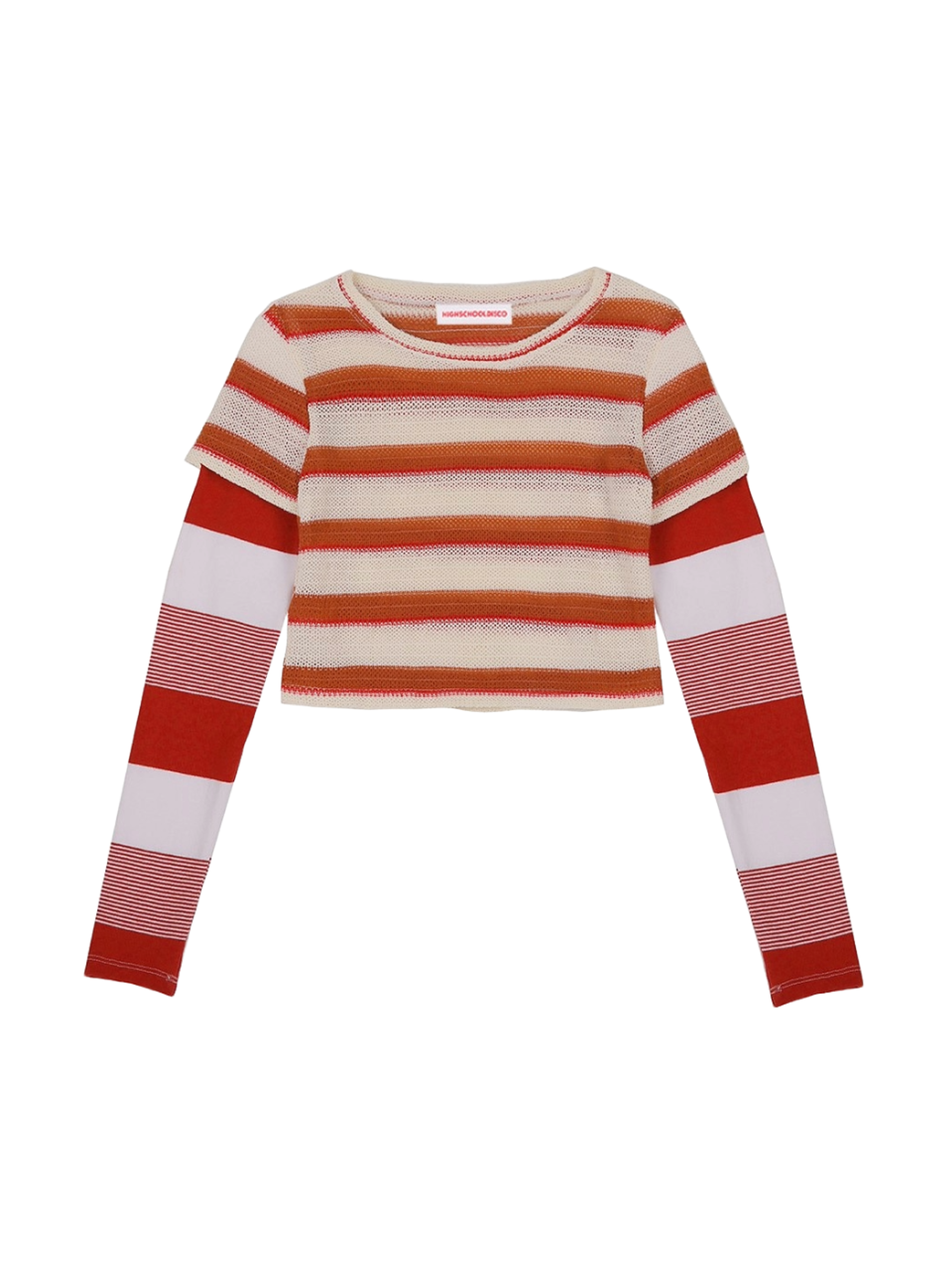 Highschool Disco Stripe mix long sleeve (Red)