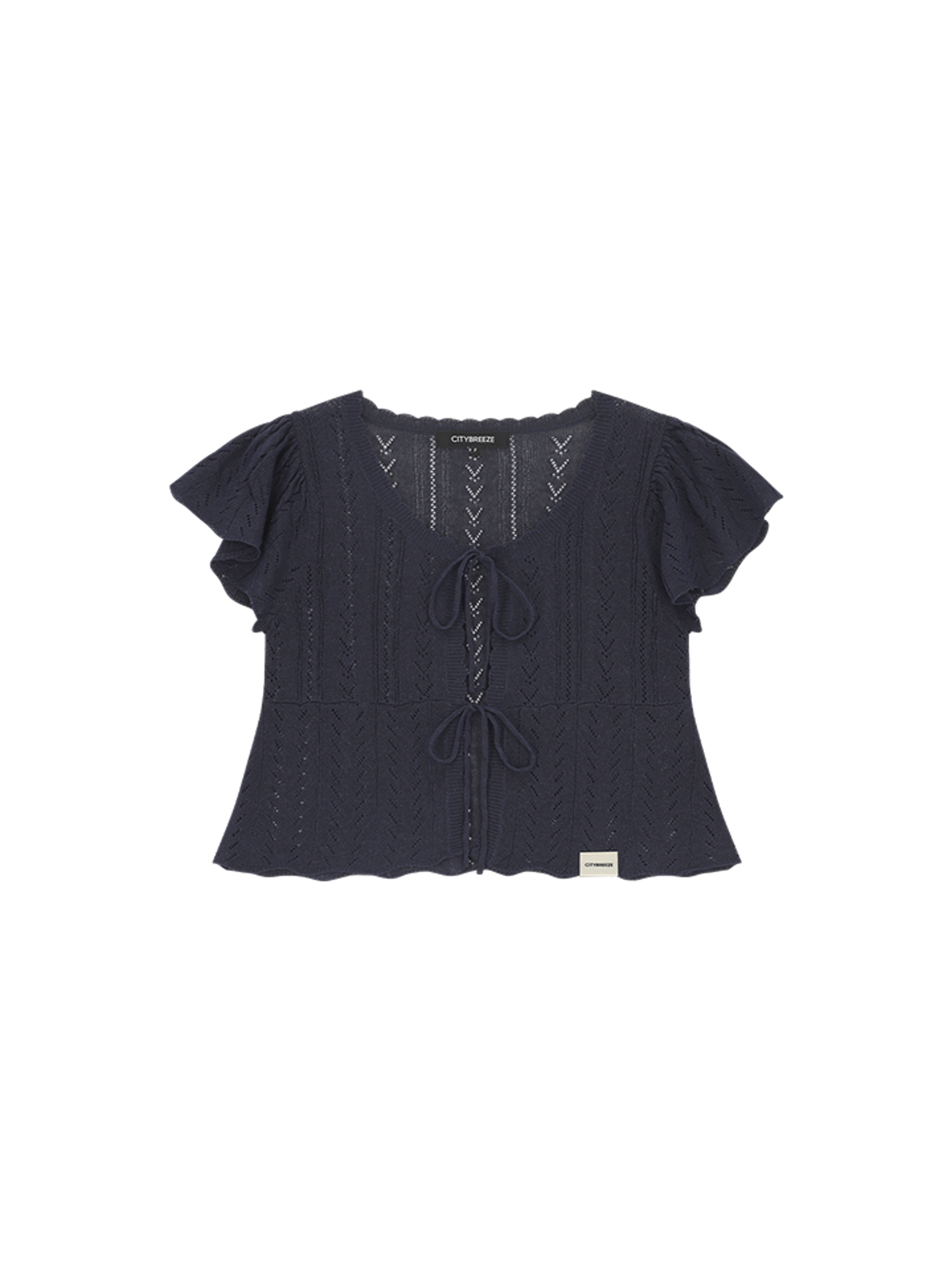 Citybreeze CROCHET DOUBLE TIE SHORTSLEEVE CARDIGAN