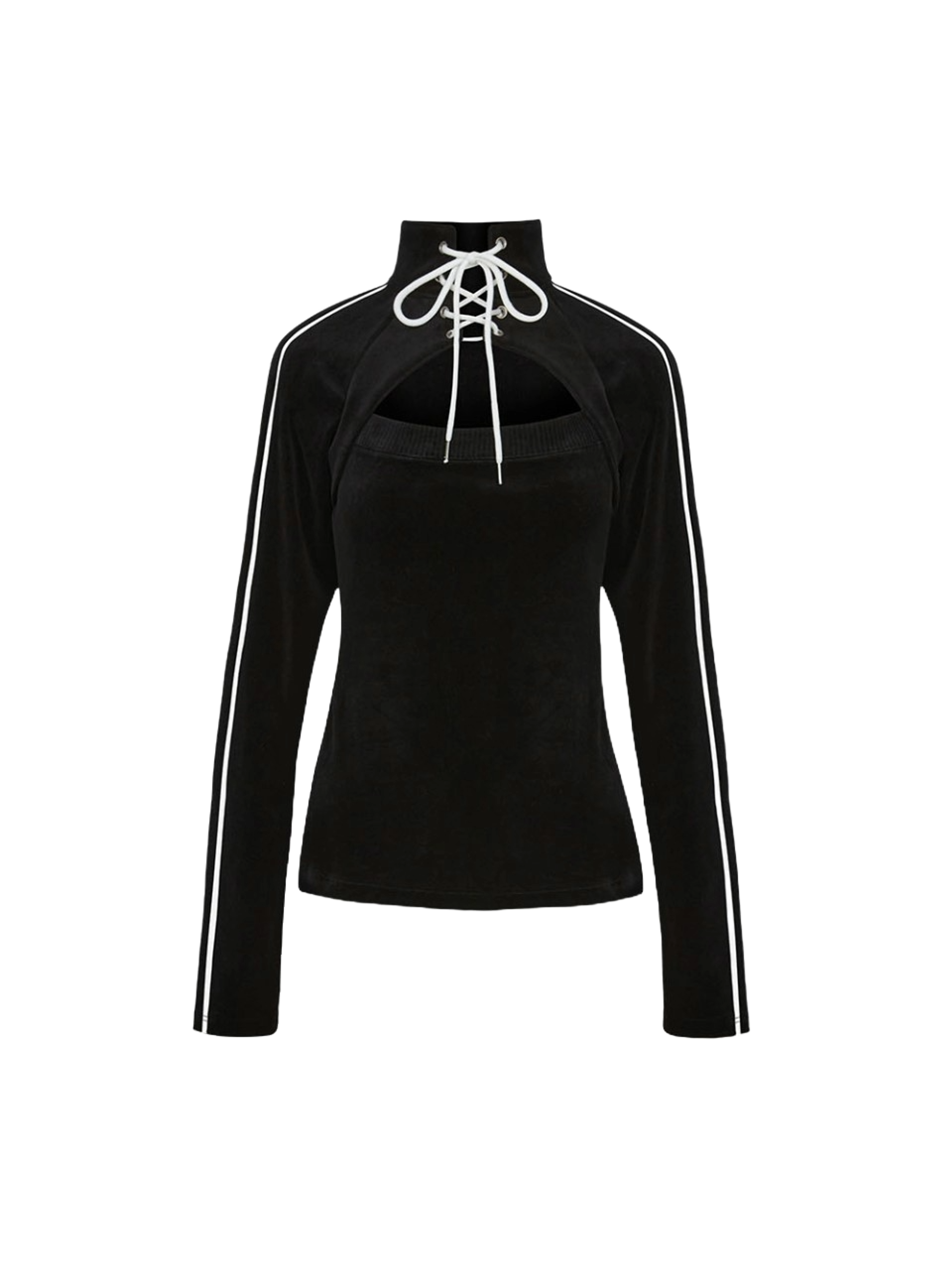 Not Knowing VELOUR LACE UP TRACK TOP