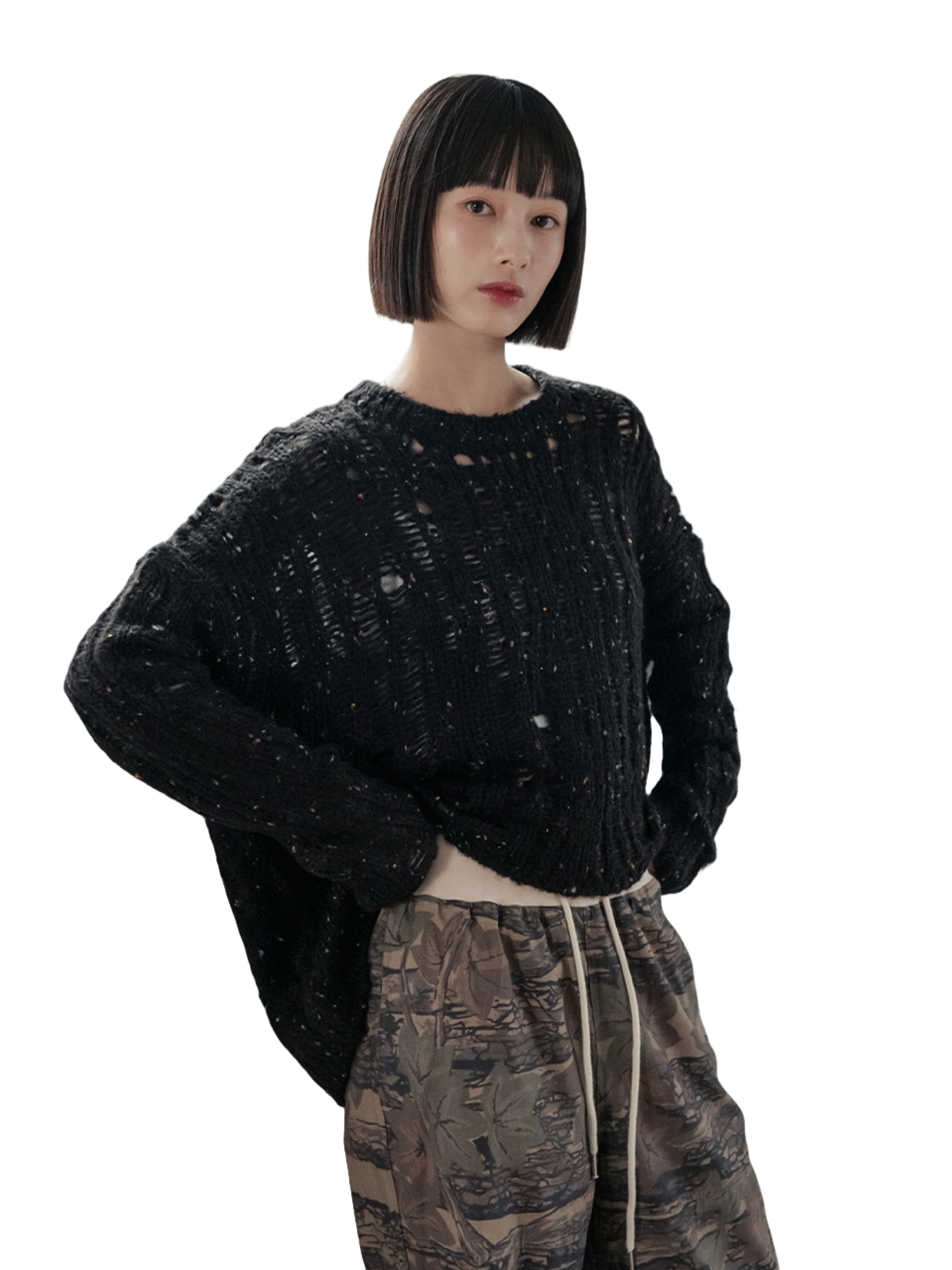 Highschool Disco Grunge nep knit (Black)