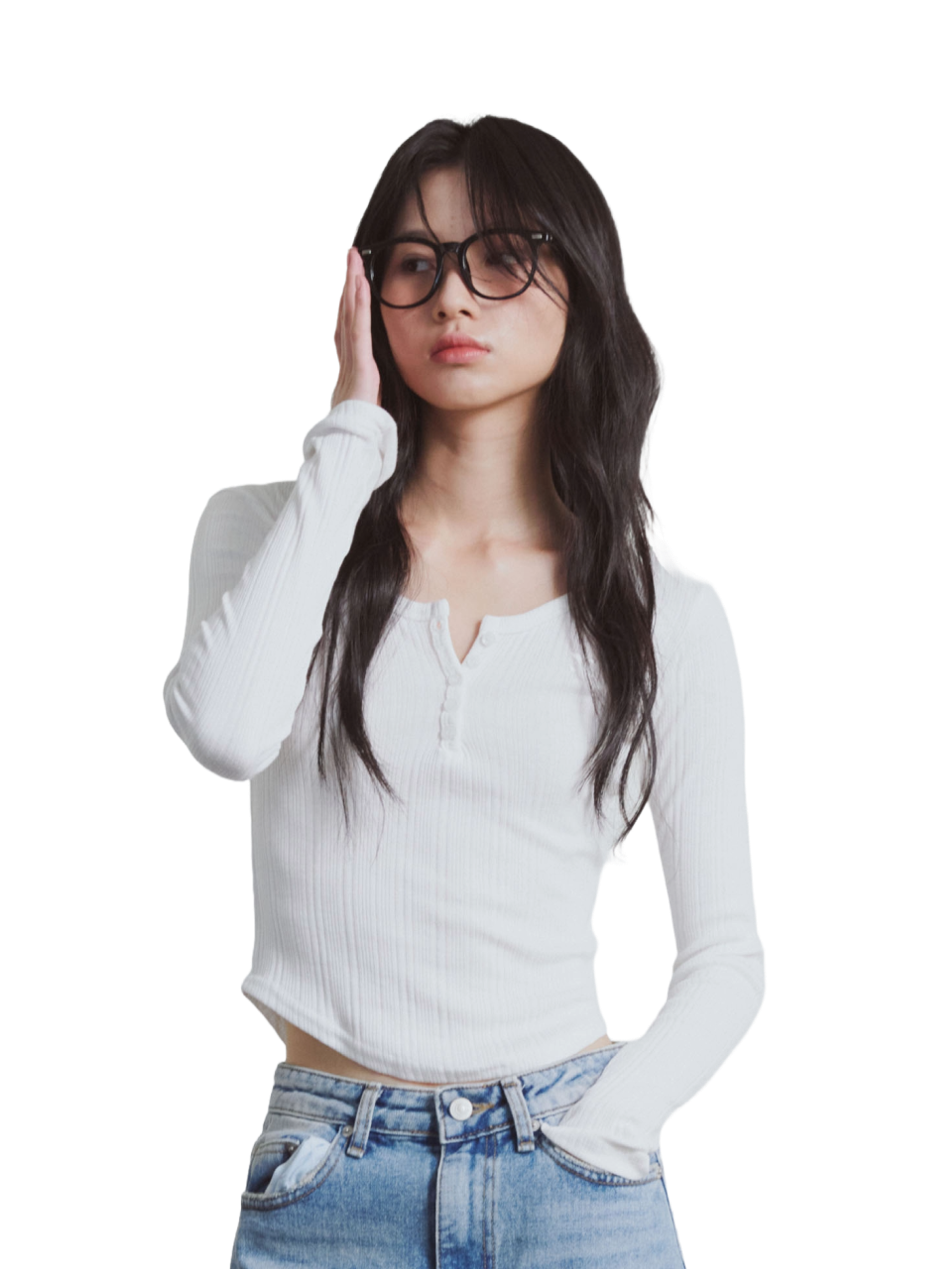 Etre Au Sommet Henlyneck Button Rib Long Sleeve