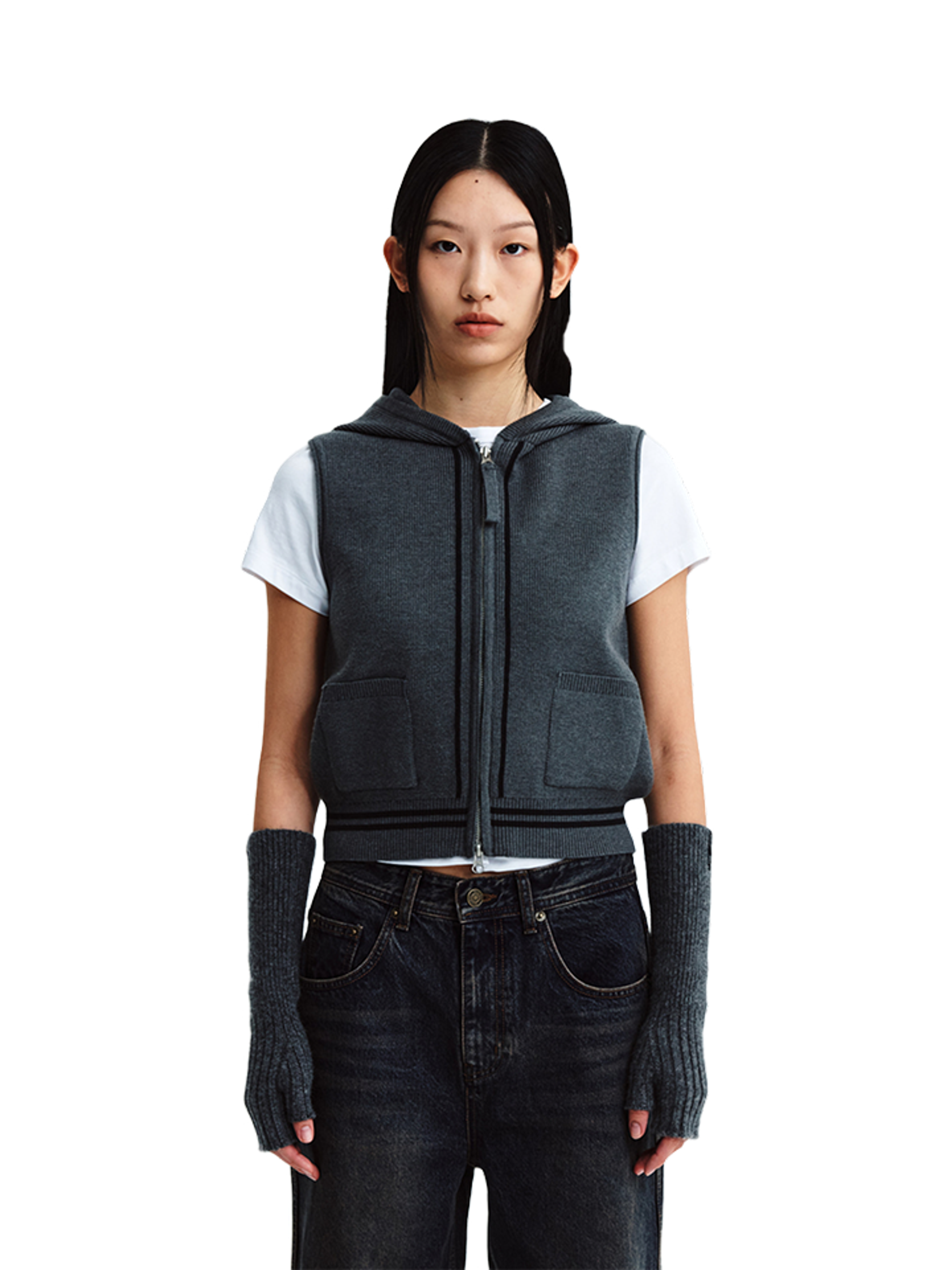 Matin Kim Жилетка LOGO KNIT CHARCOAL