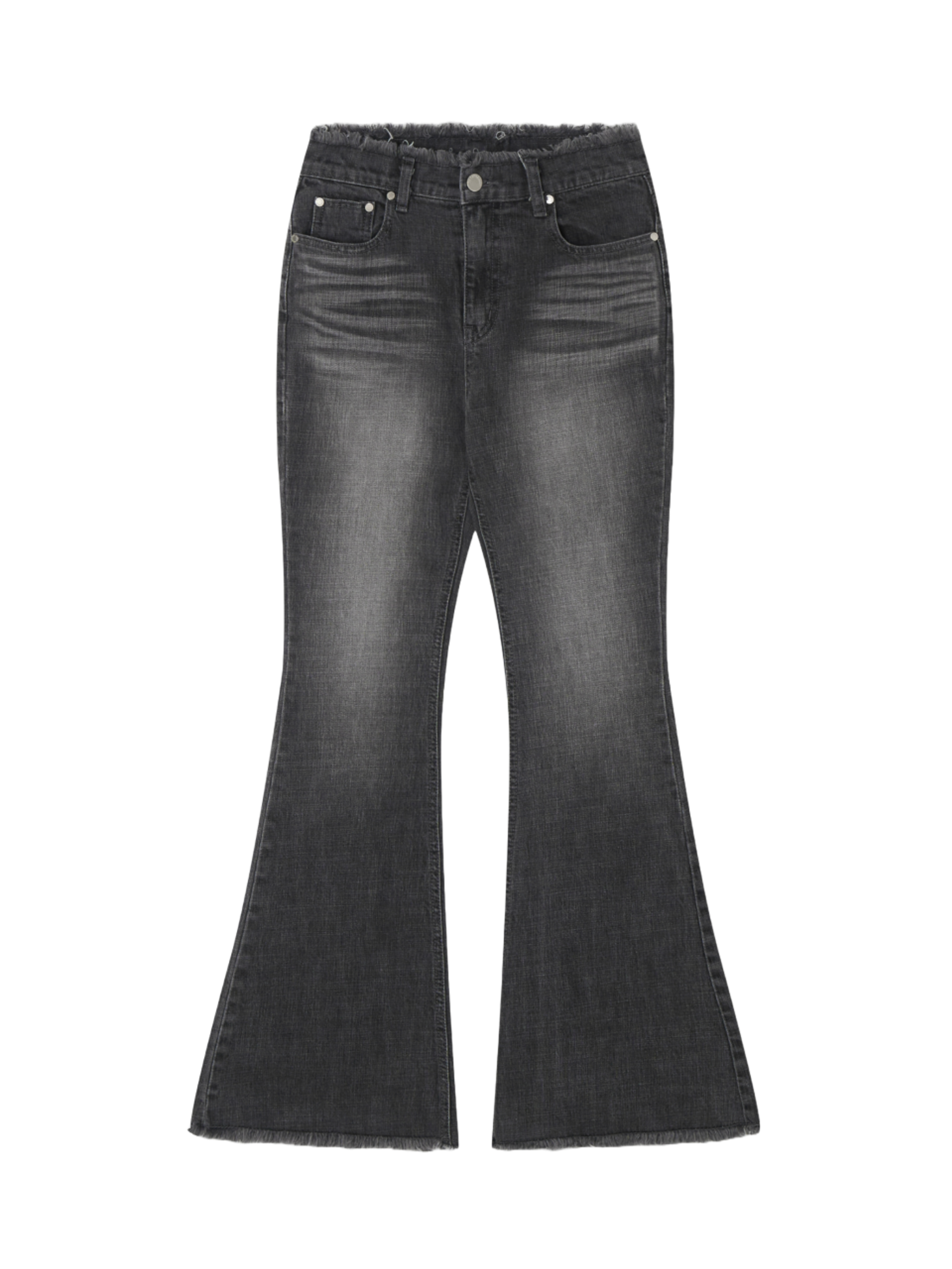 Etre Au Sommet Waistband Cat-Washing Damage Bootcut Pants