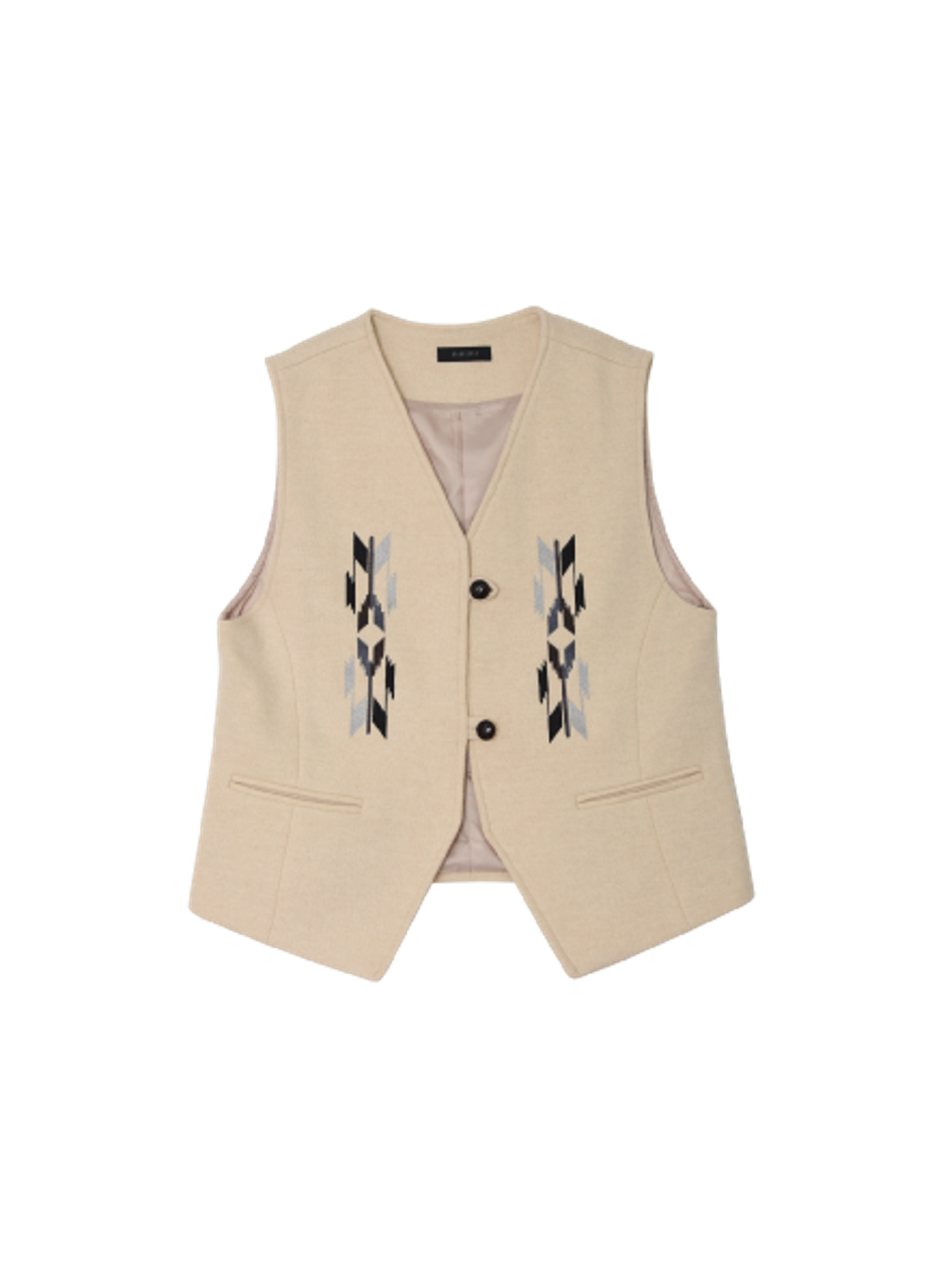 Kookeesee Navajo Embroidered Vest (cream)