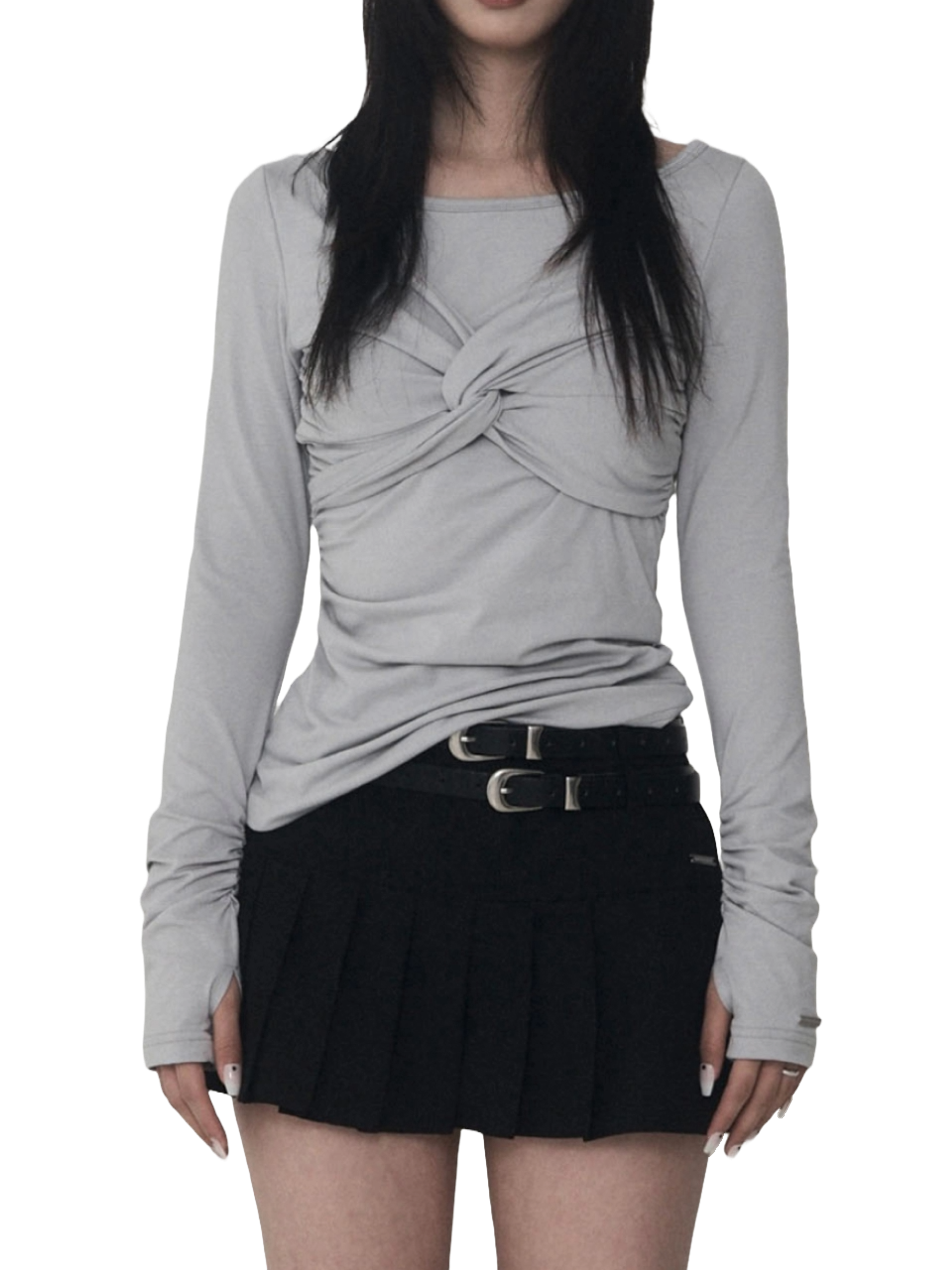 Etre Au Sommet Shirring Twisted Layered Long Sleeves