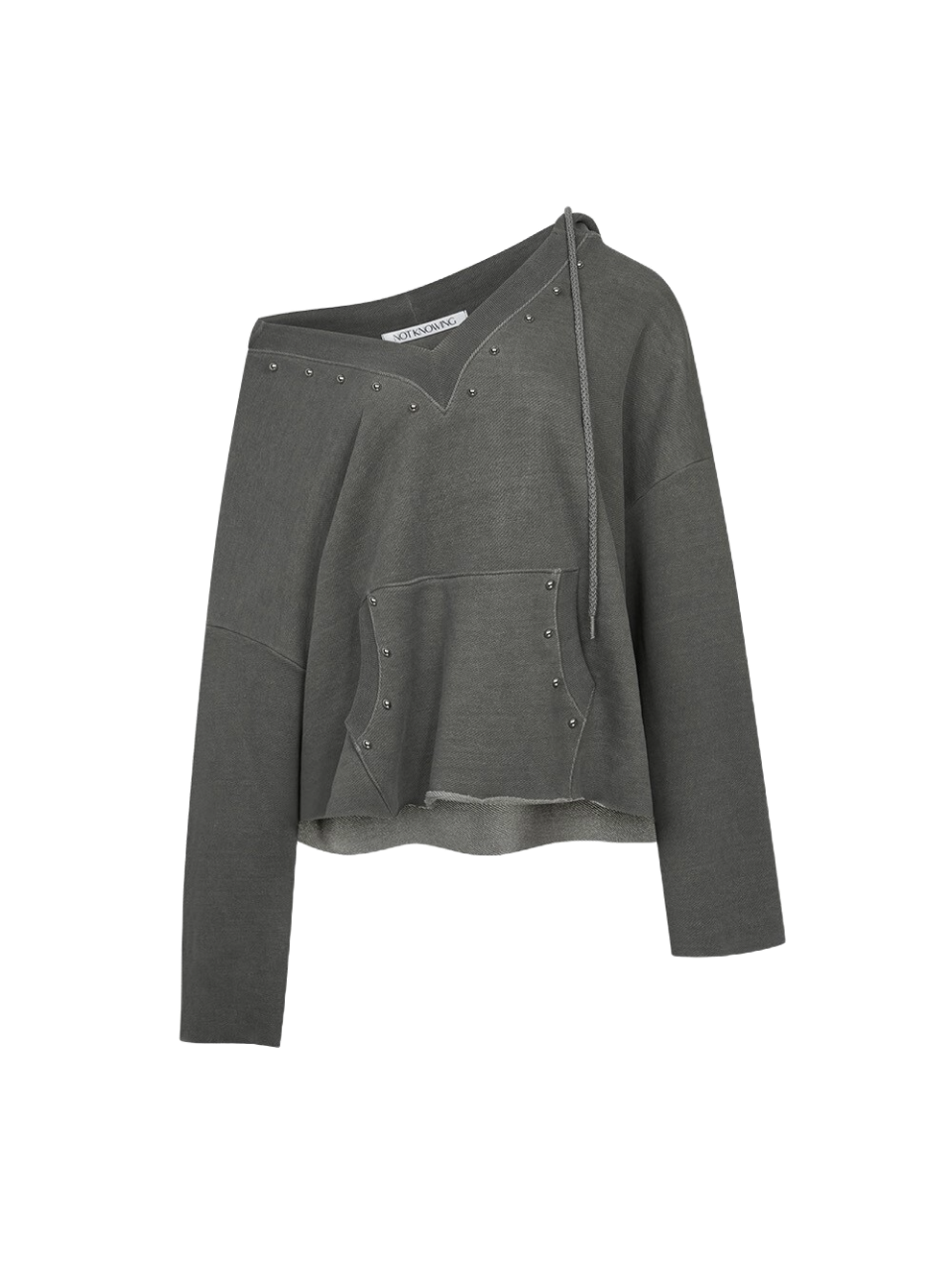 Not Knowing DEEP V-NECK STUD HOODIE