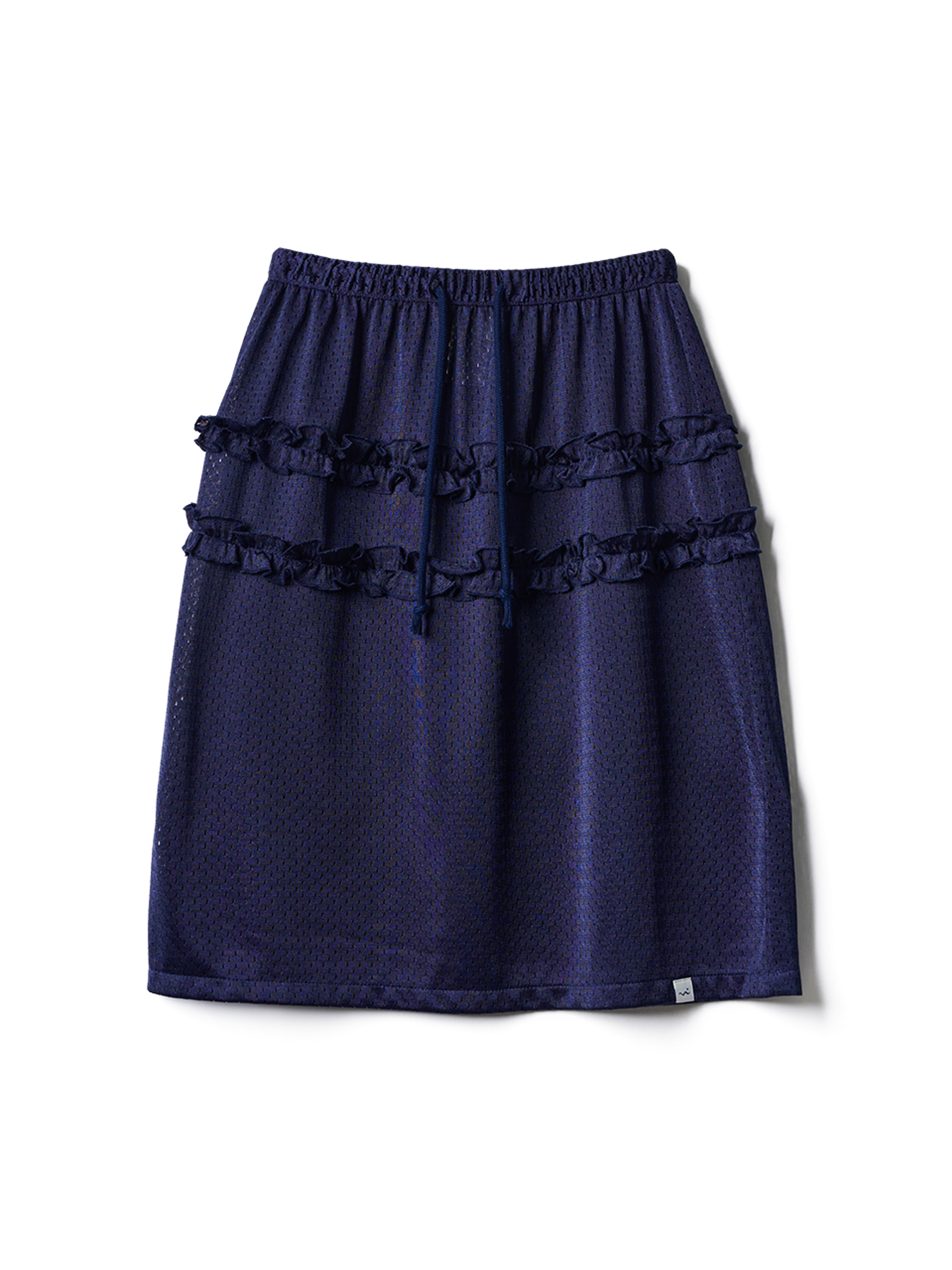 Poev Mesh Frill Midi Skirt