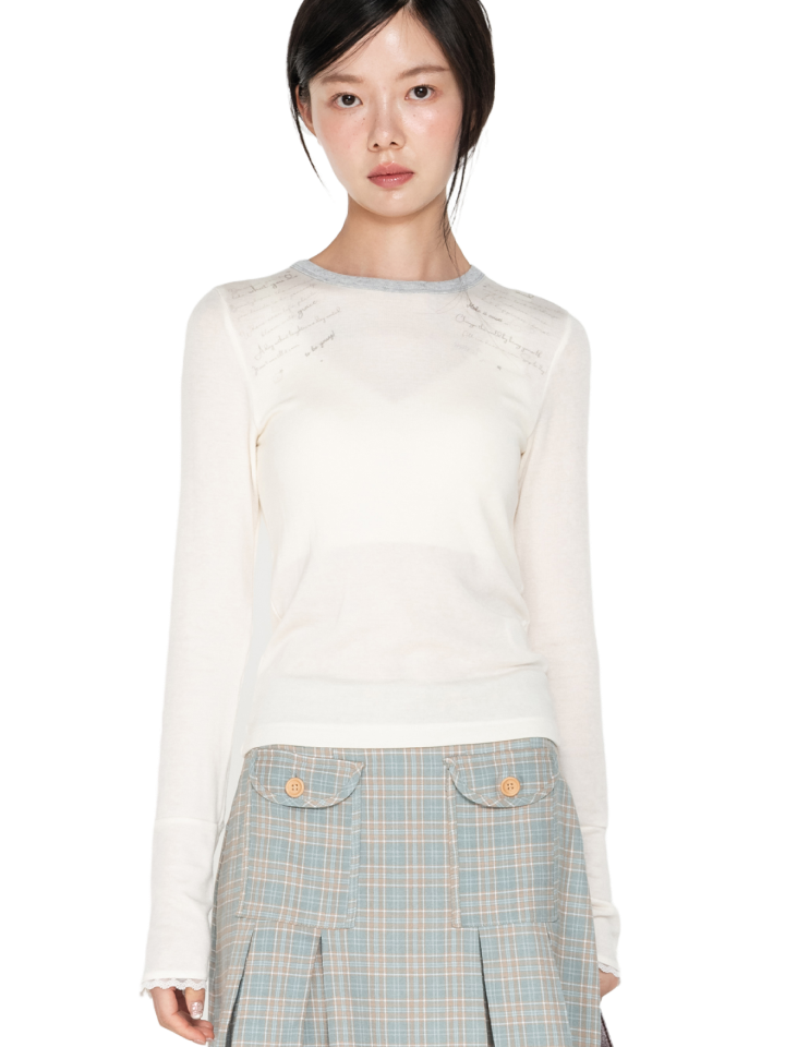 Lettering Button Long Sleeve