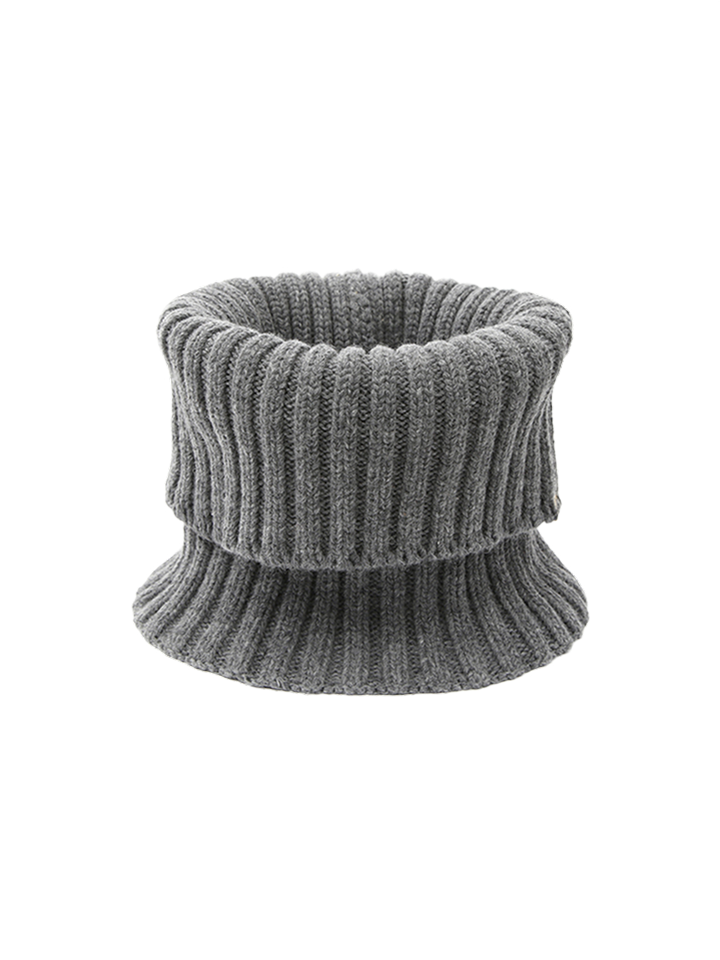 NECK WARMER  RIB  LAMBS WOOL  GREY