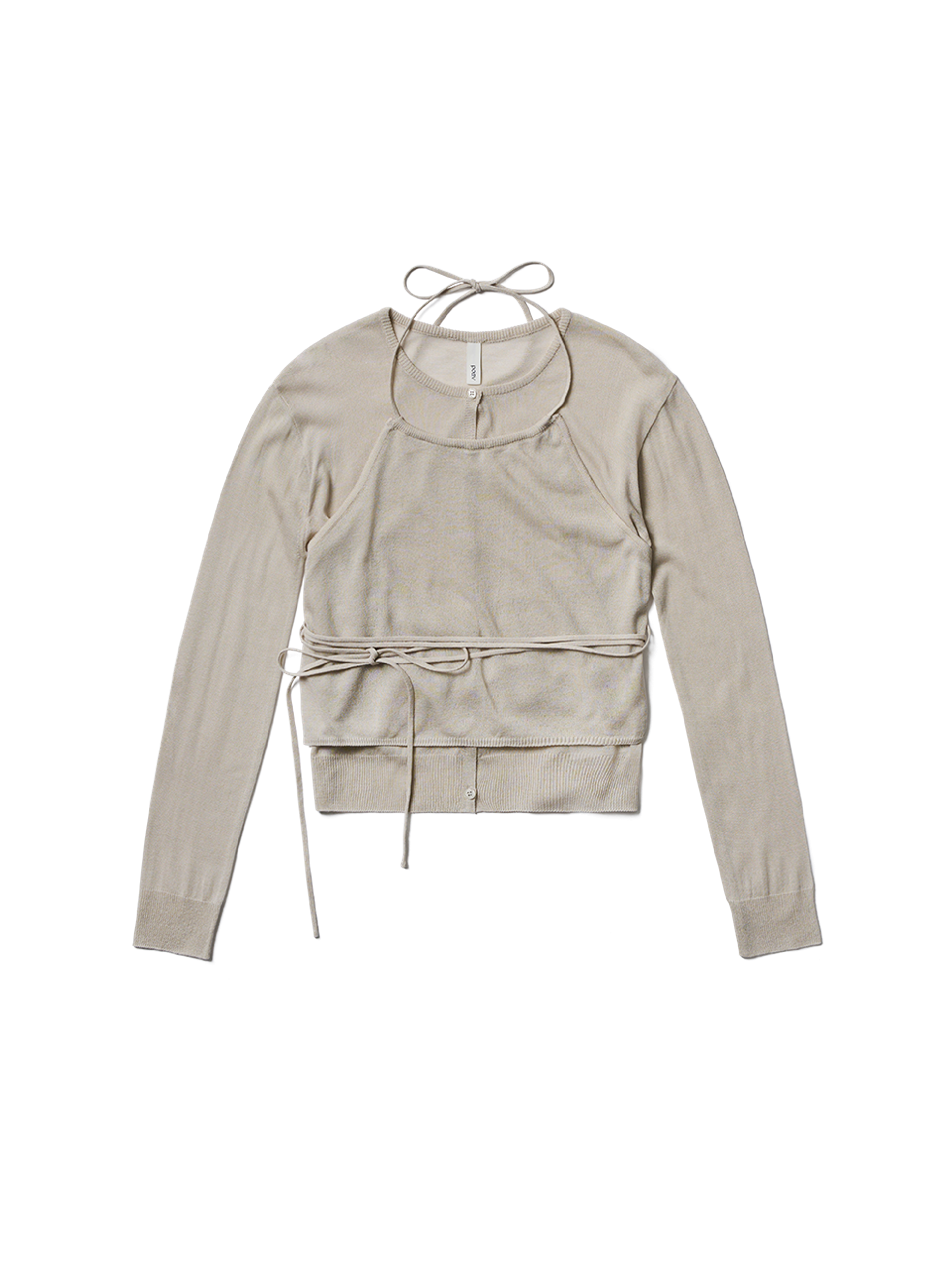 Poev Halter Top Layered Cardigan Set