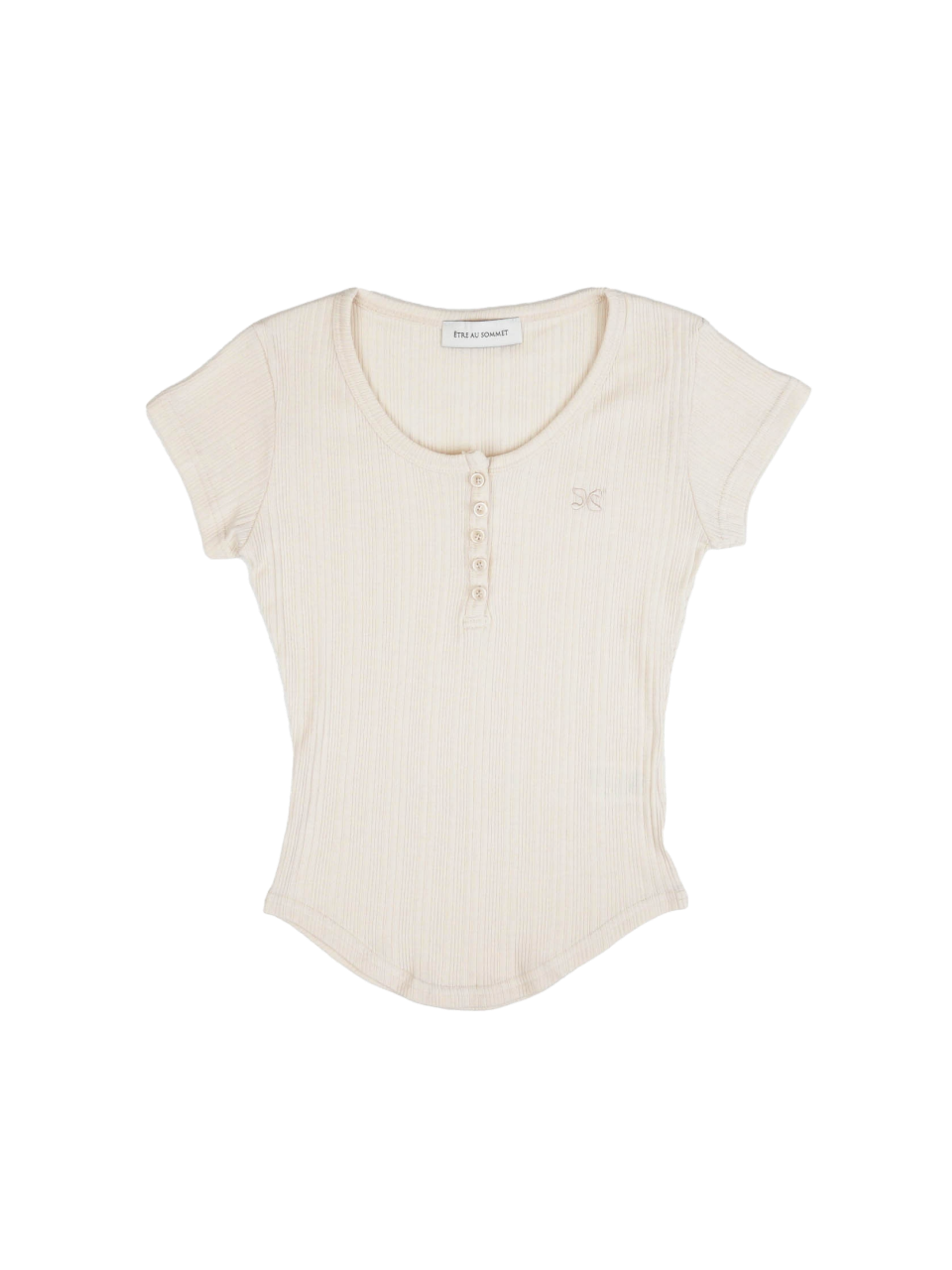 Etre Au Sommet HENLYNECK BUTTON RIB SHORT SLEEVE