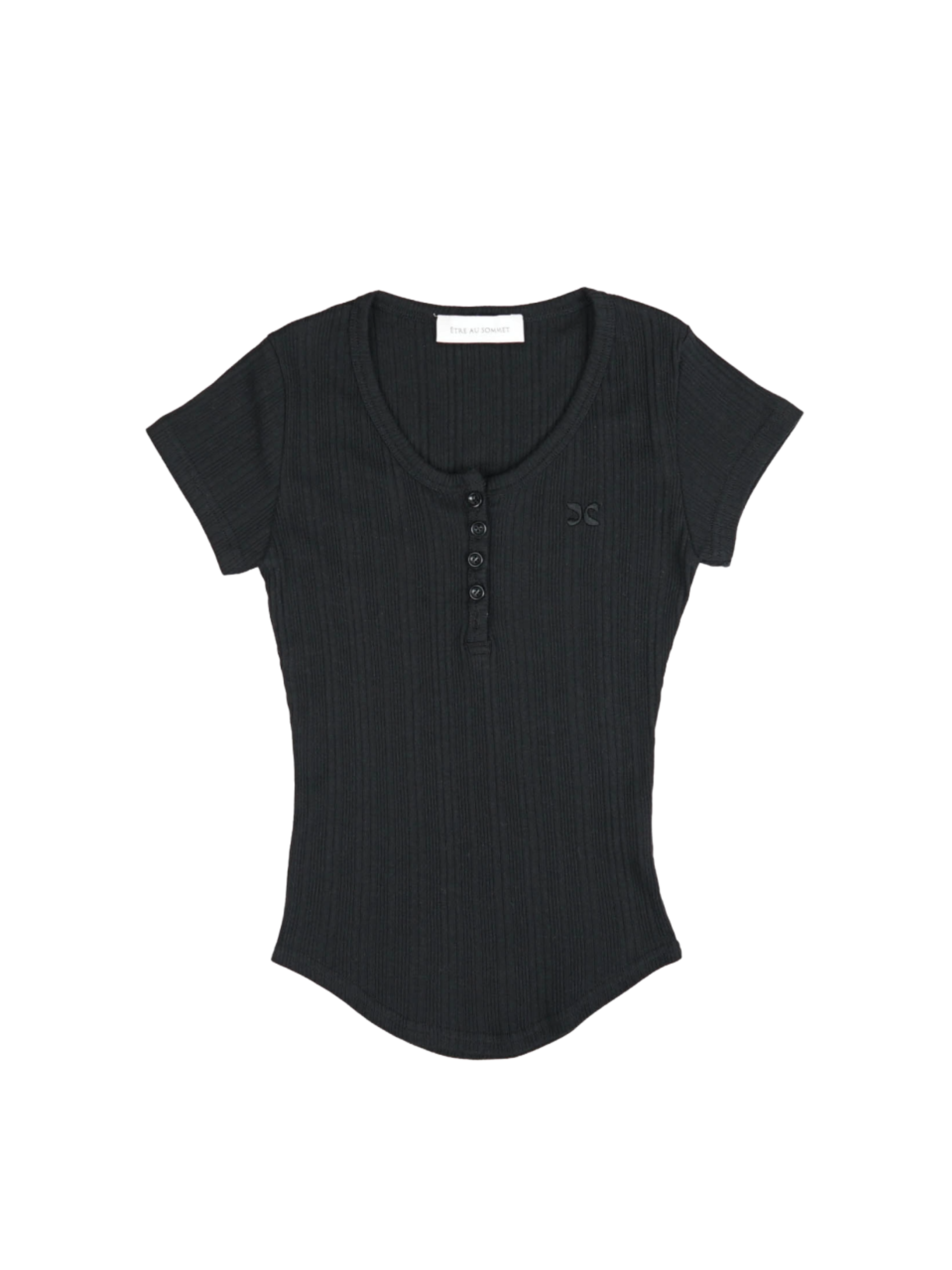 Etre Au Sommet HENLYNECK BUTTON RIB SHORT SLEEVE