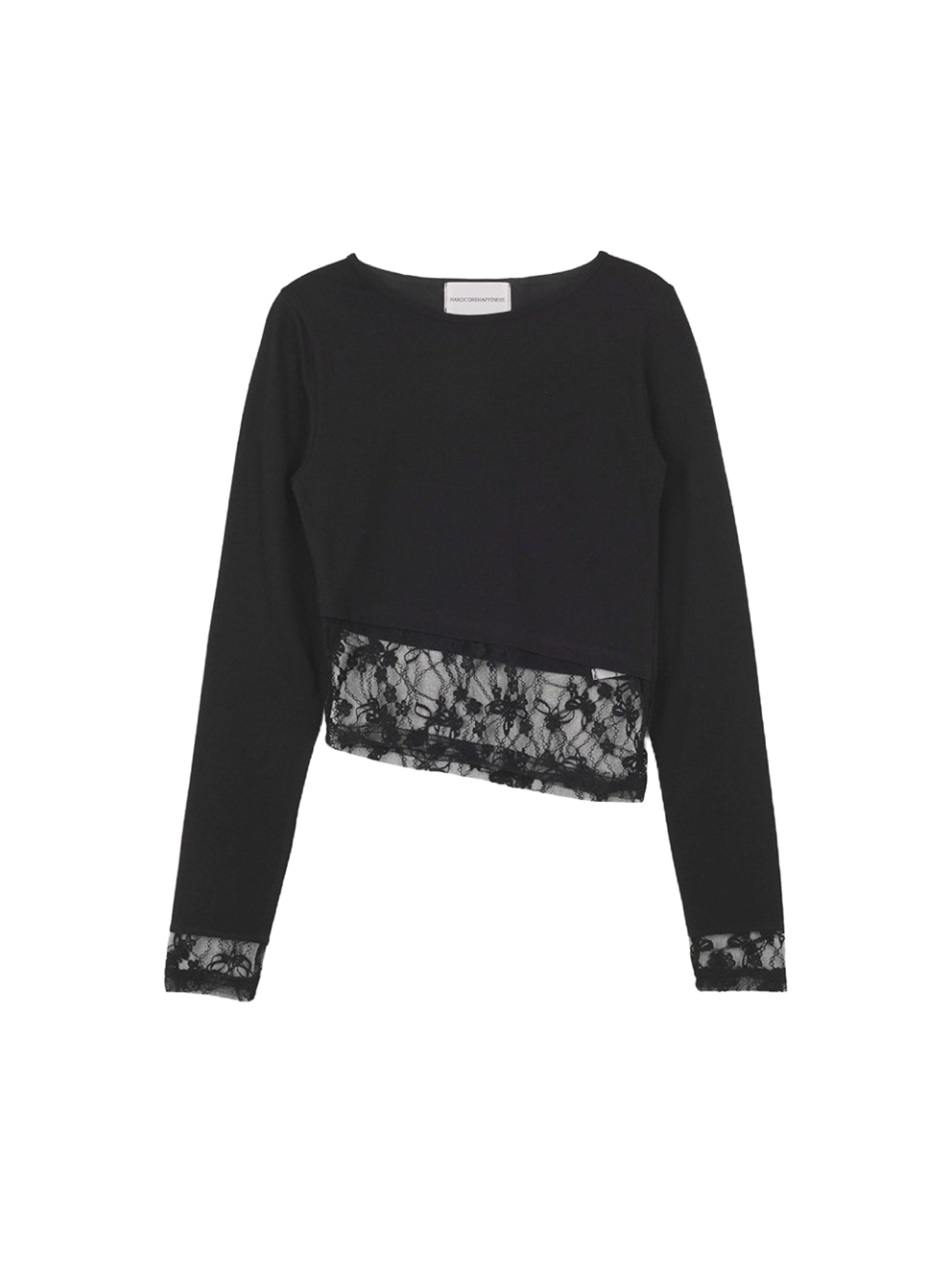 Hardcore Happiness Sheer unbalanced layered t-shirt (Black)