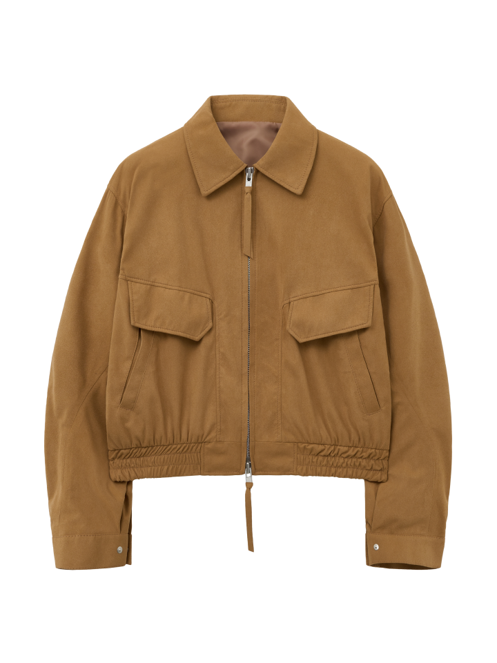 Suede Signature Cropped Jacket (Camel)