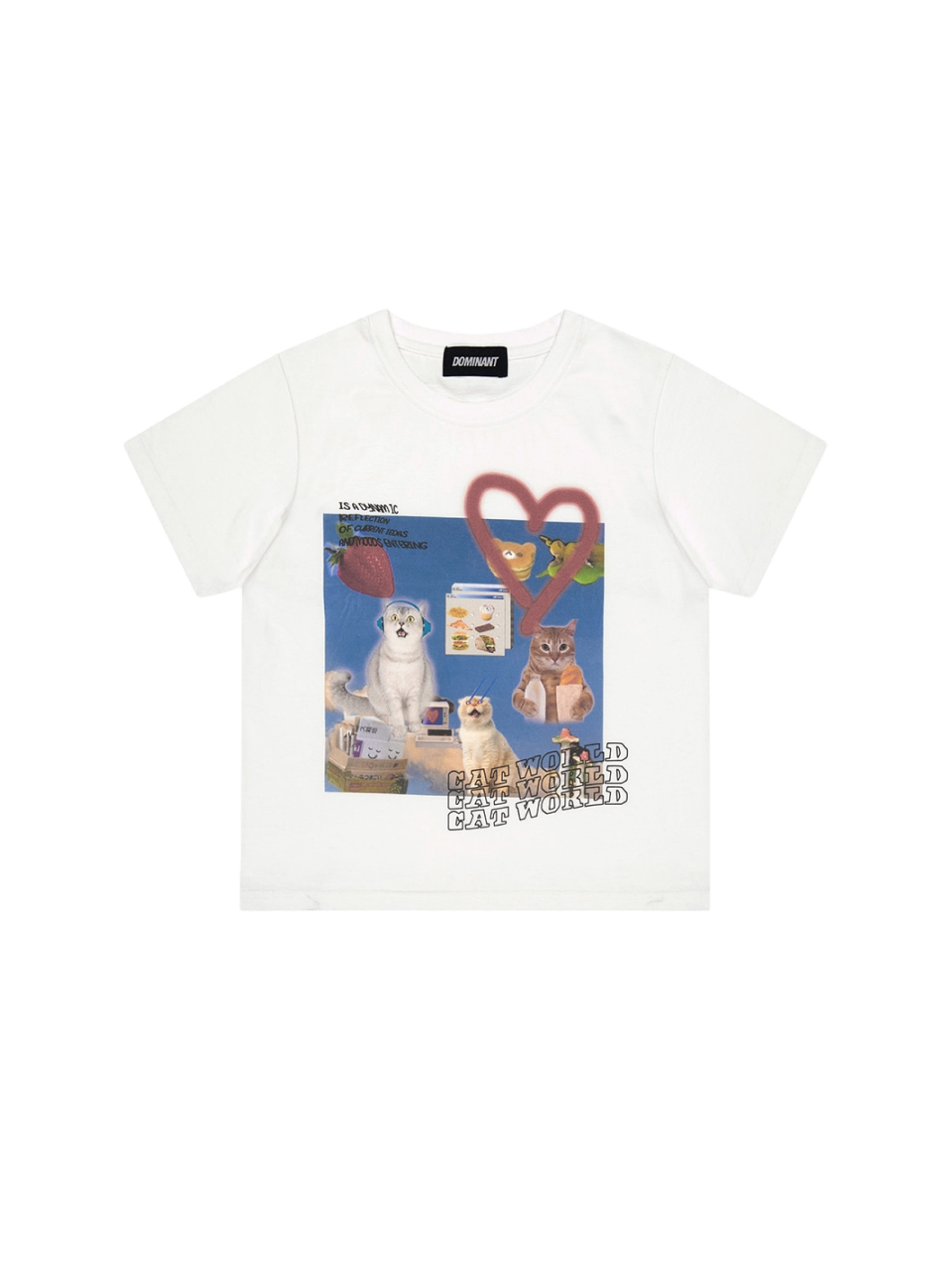 Dominant Cat World Crop Tee White