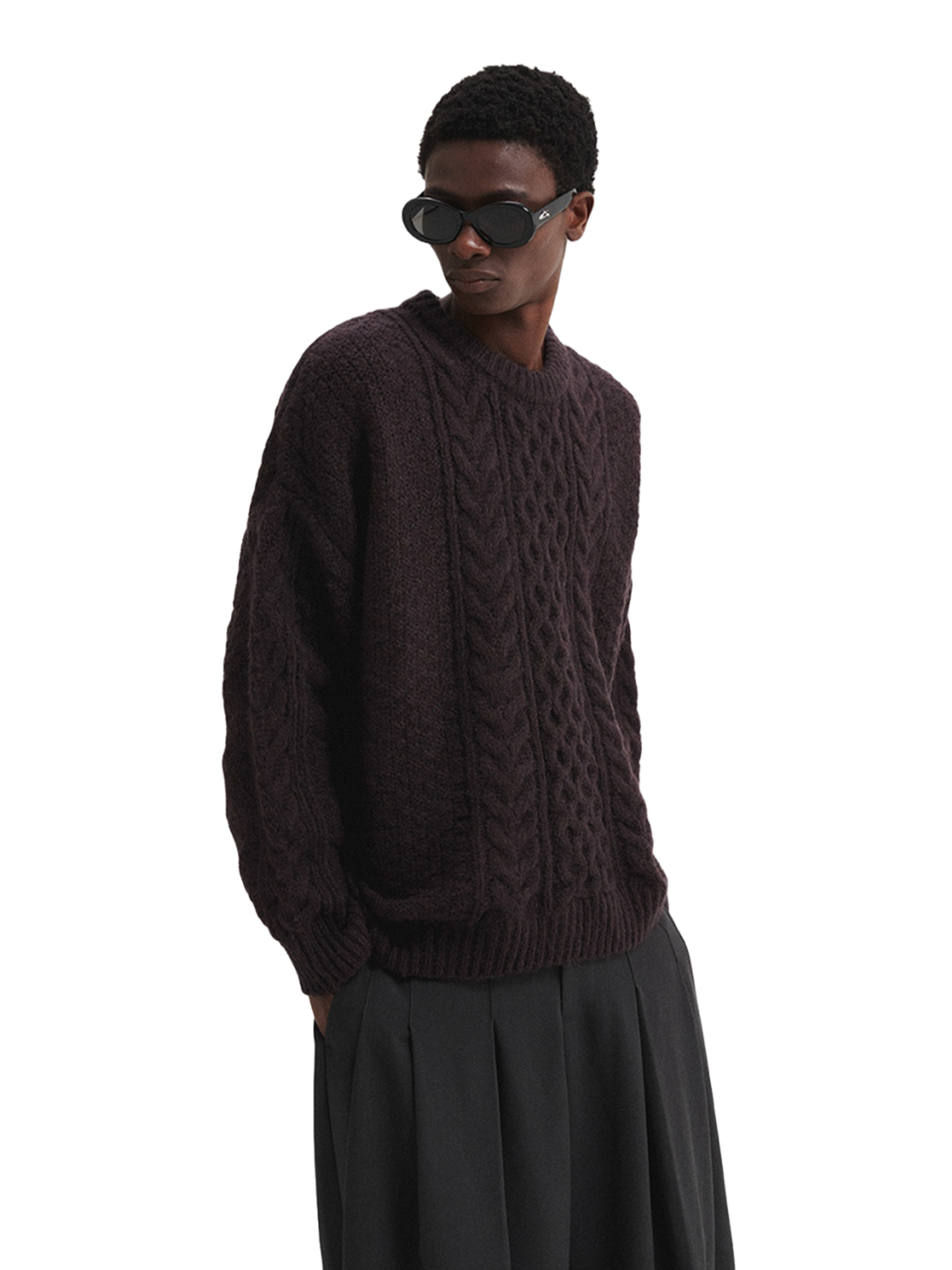 DNSR Twisted Cable Knitted Brown