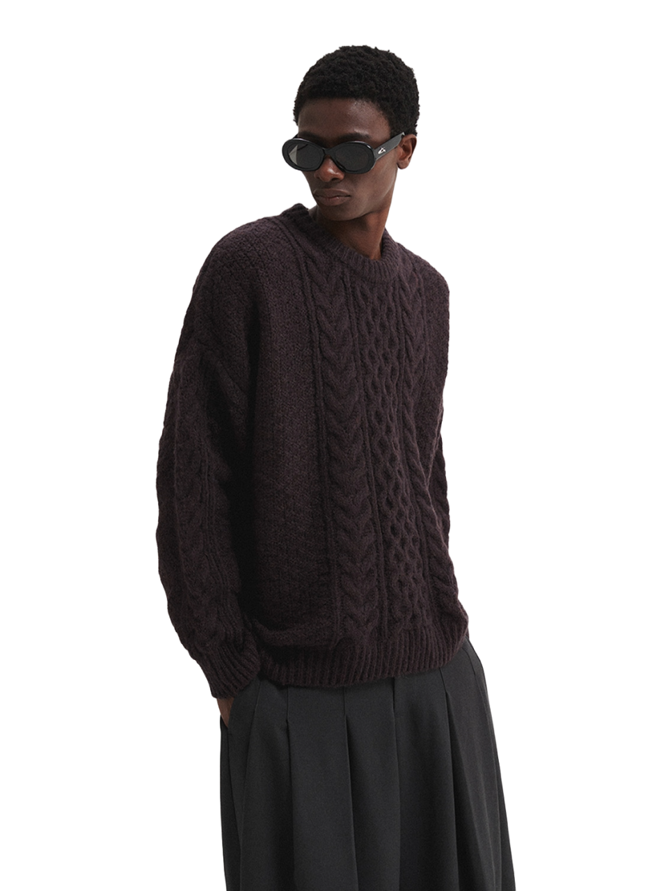 DNSR Twisted Cable Knitted Brown