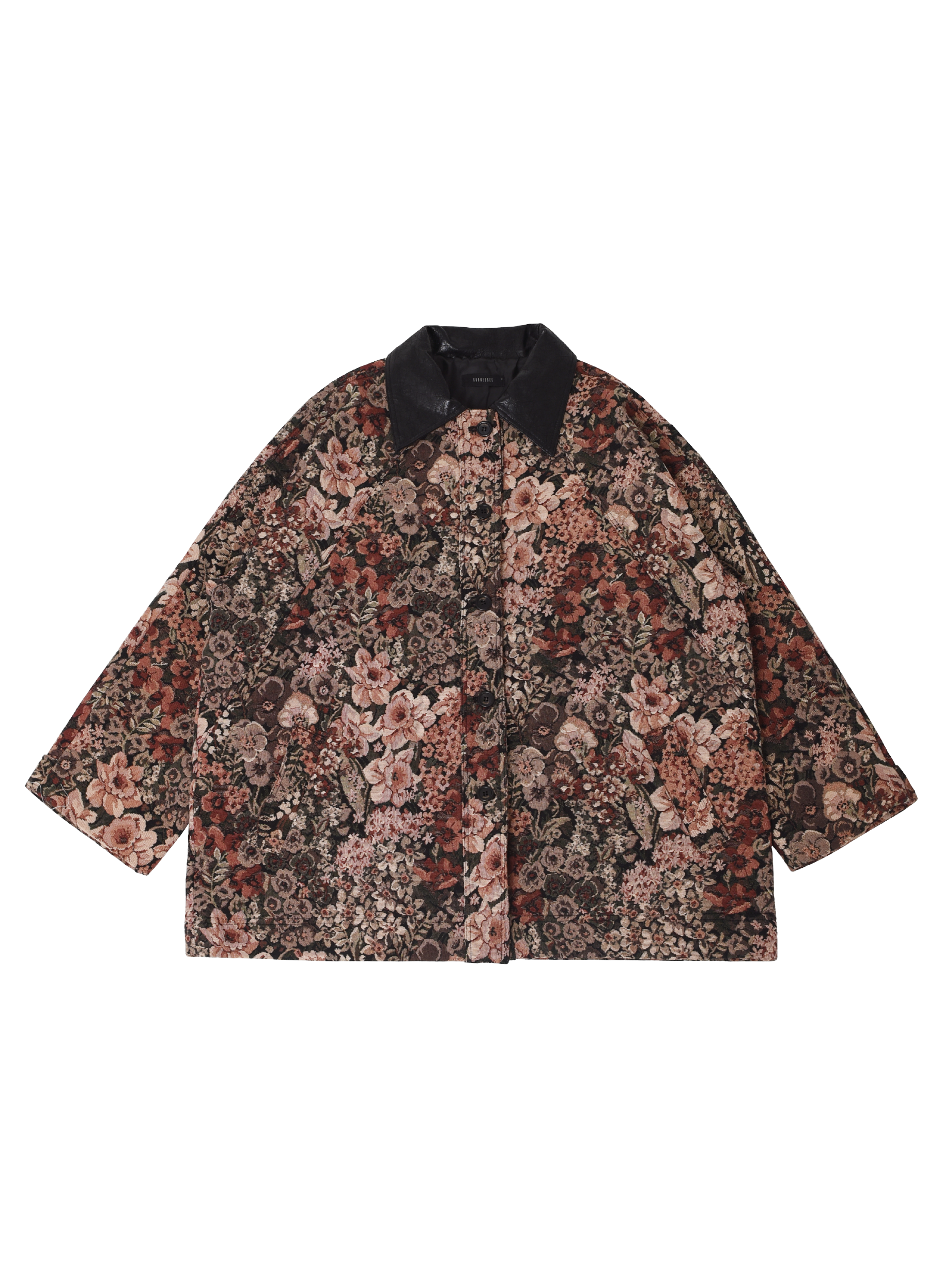 Flower Jacquard Half Jacket (wine)